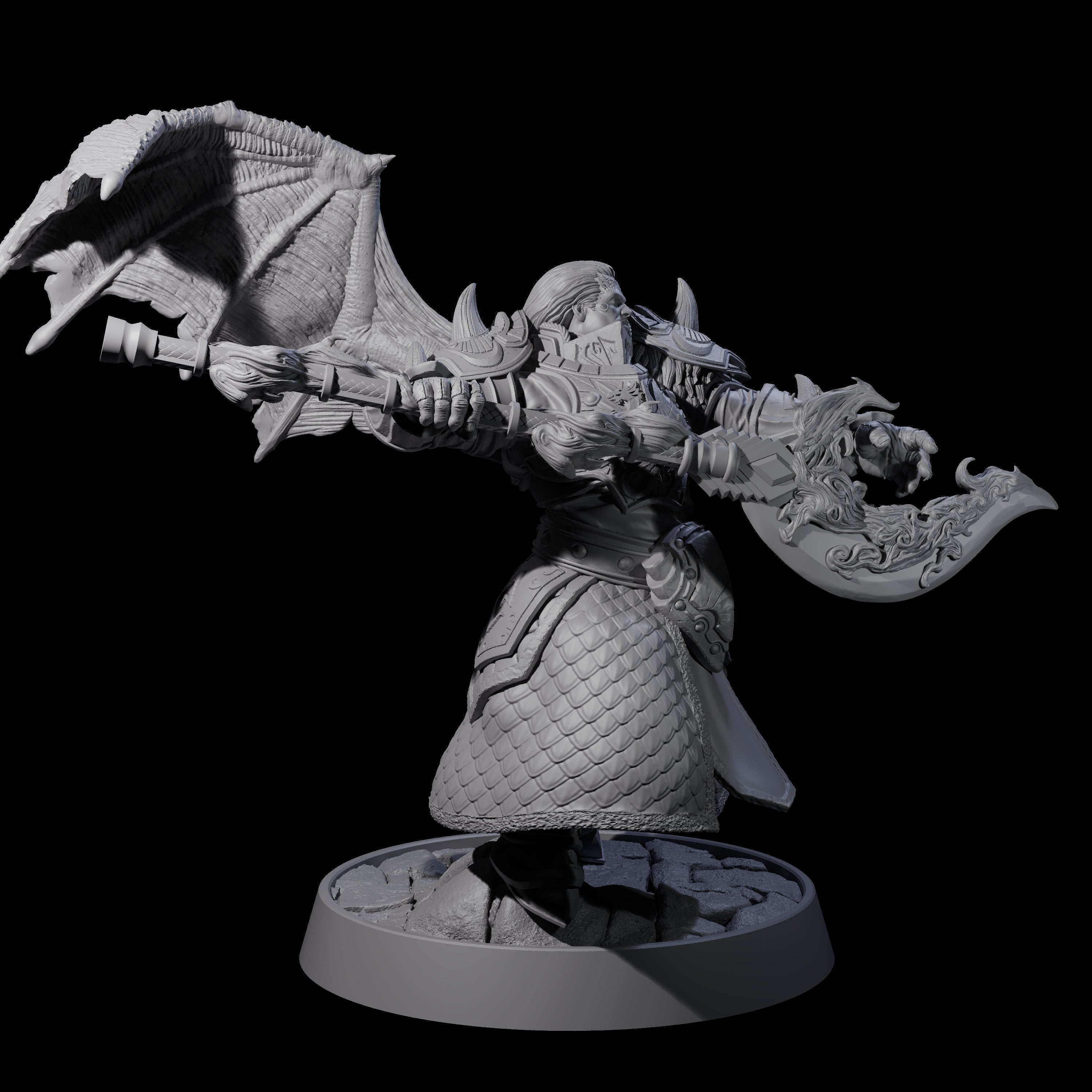 Heavy Armour Half Demon Fighter Miniature for Dungeons and Dragons, Pathfinder or other TTRPGs