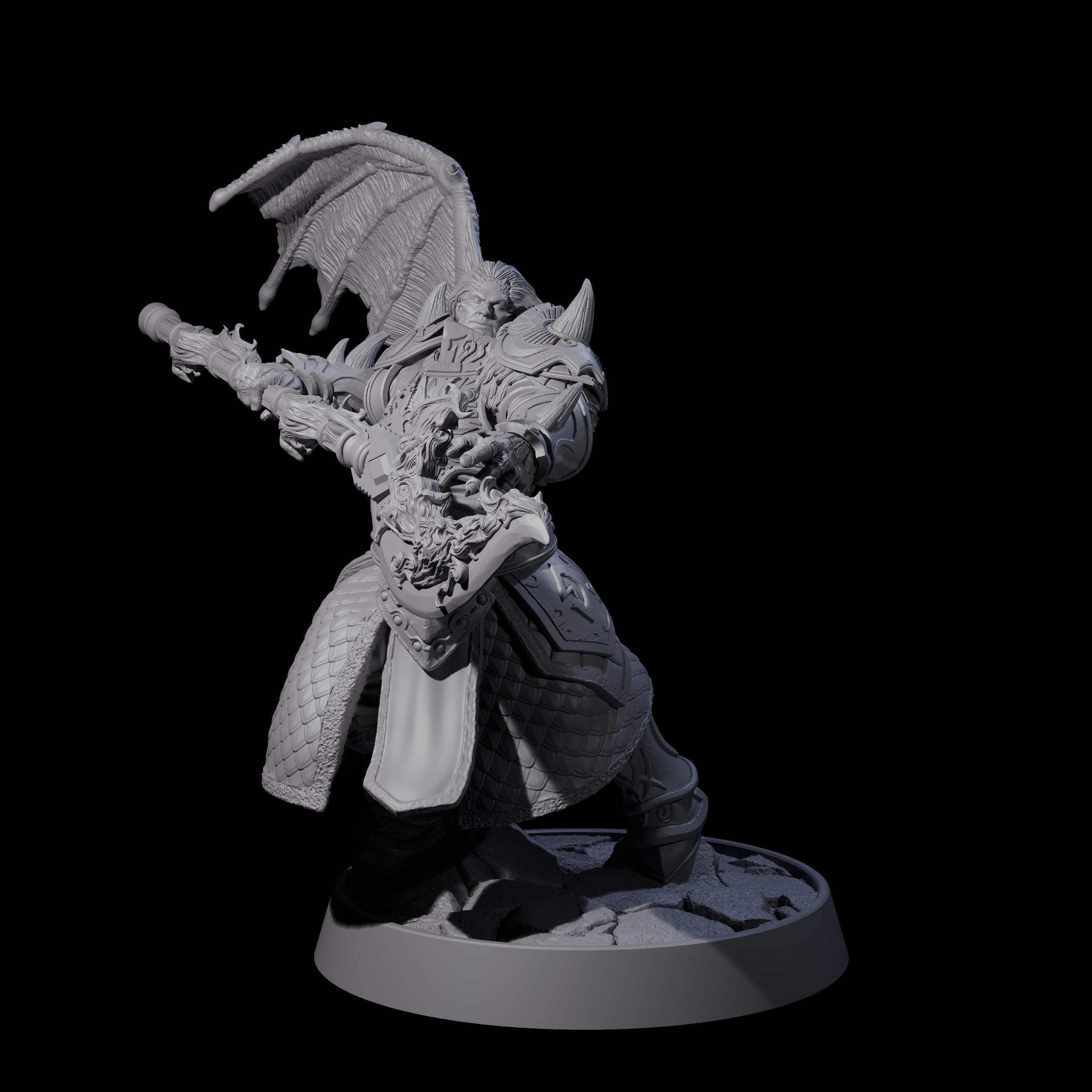 Heavy Armour Half Demon Fighter Miniature for Dungeons and Dragons, Pathfinder or other TTRPGs