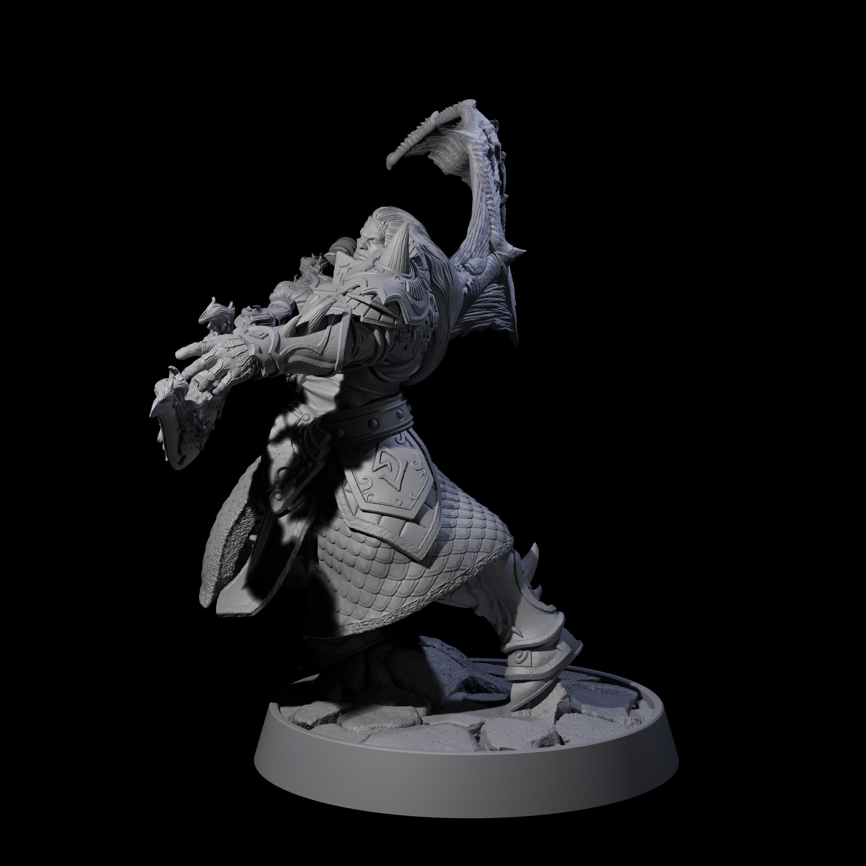 Heavy Armour Half Demon Fighter Miniature for Dungeons and Dragons, Pathfinder or other TTRPGs
