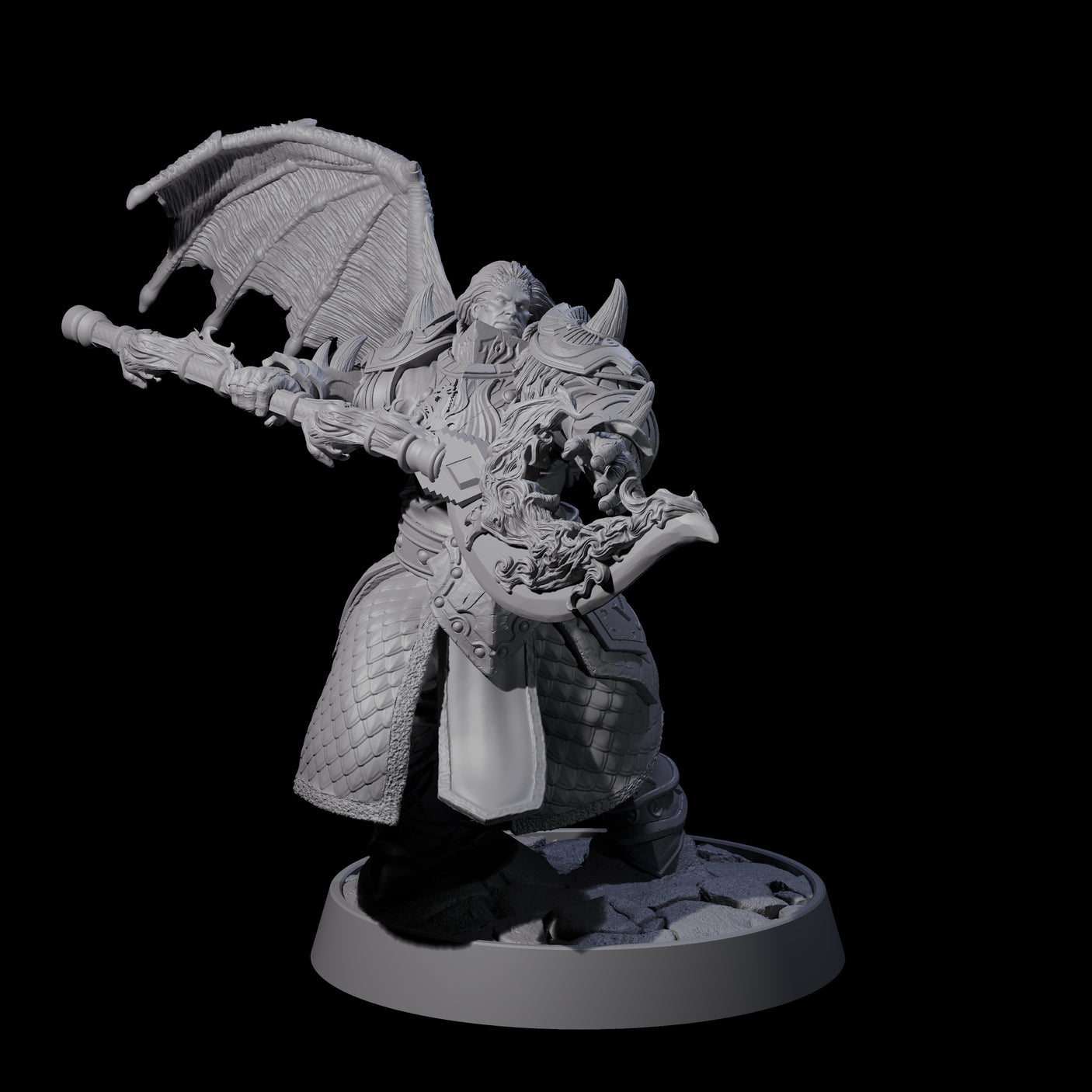 Heavy Armour Half Demon Fighter Miniature for Dungeons and Dragons, Pathfinder or other TTRPGs