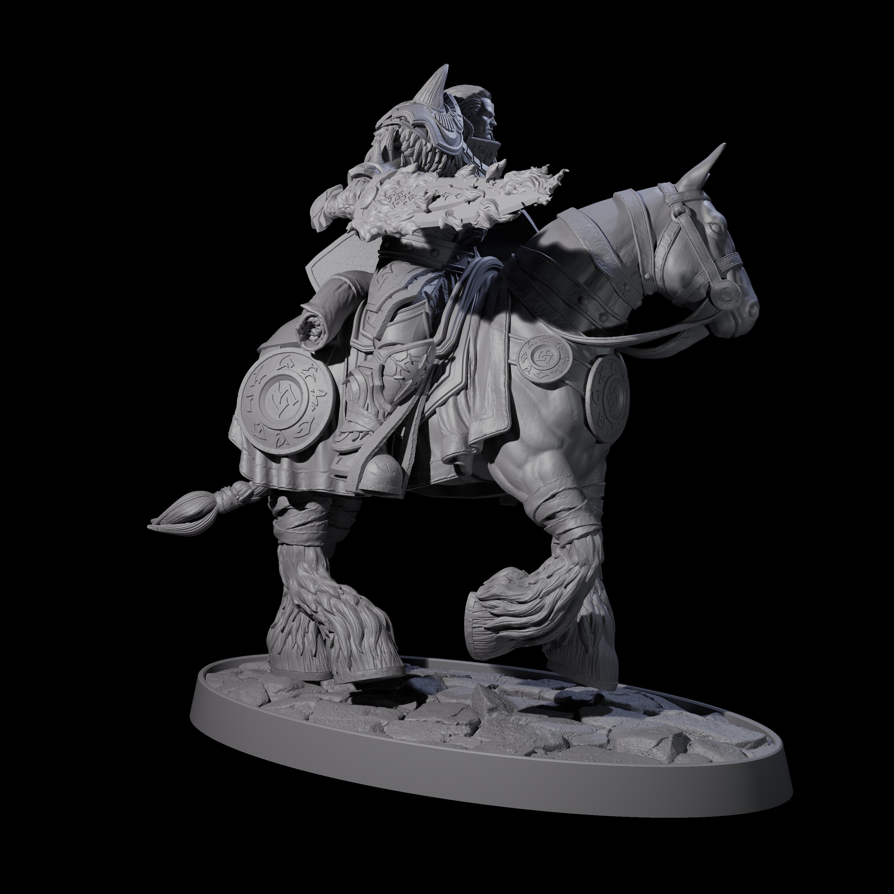 Heavy Cavalry of the Flames B Miniature for Dungeons and Dragons, Pathfinder or other TTRPGs