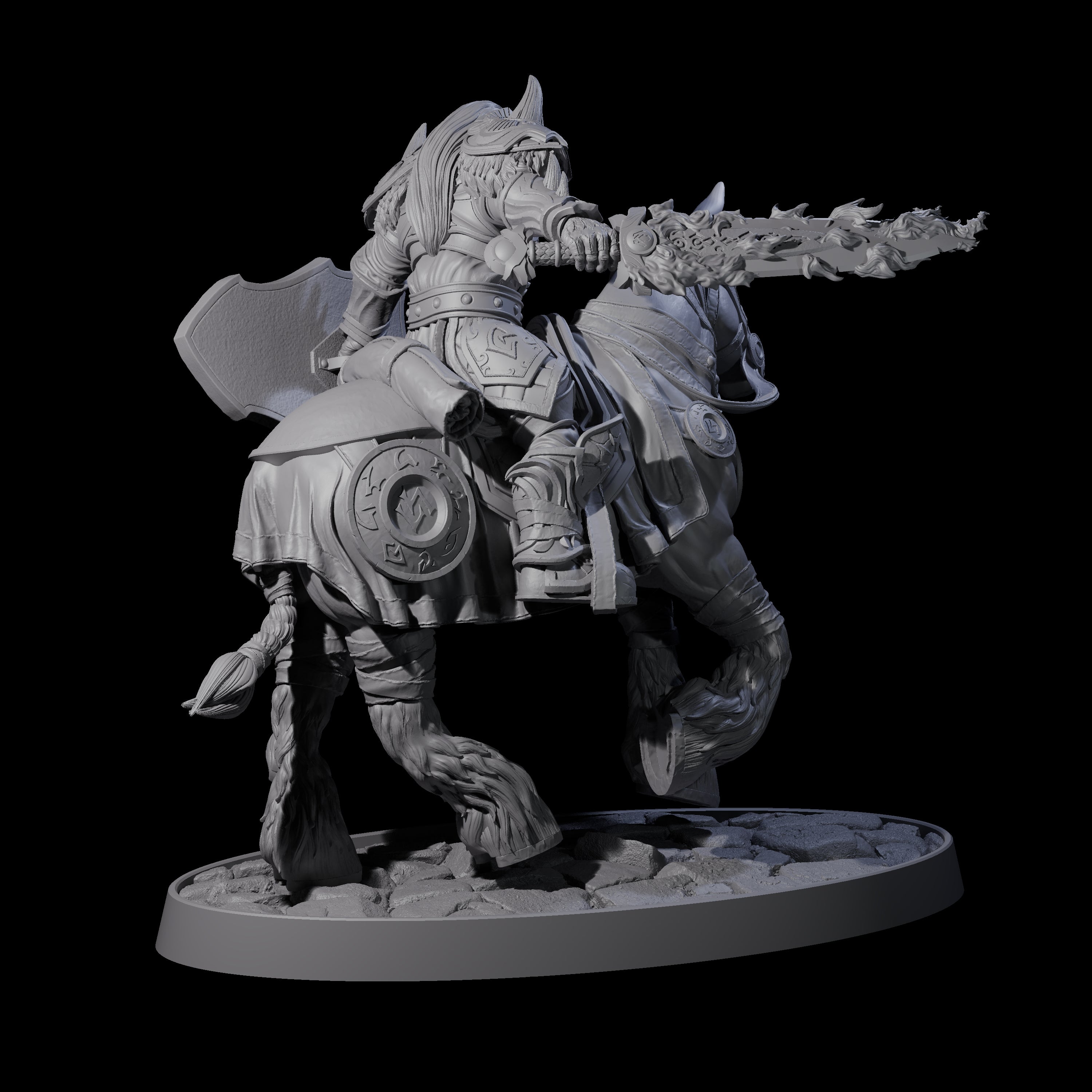 Heavy Cavalry of the Flames B Miniature for Dungeons and Dragons, Pathfinder or other TTRPGs