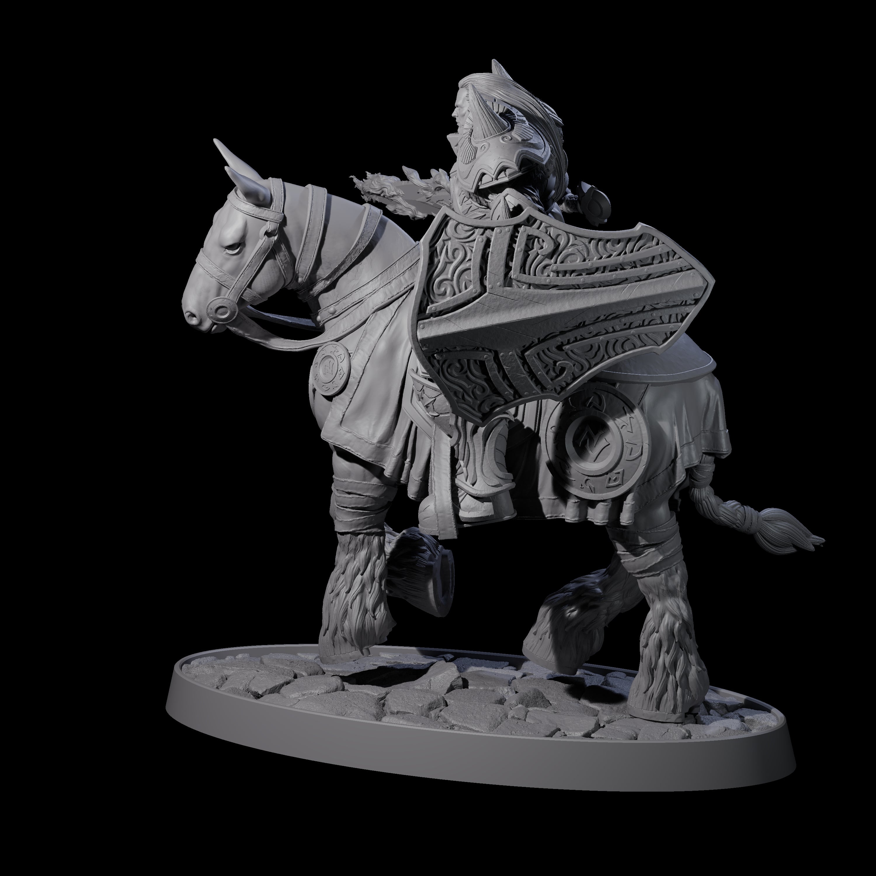 Heavy Cavalry of the Flames B Miniature for Dungeons and Dragons, Pathfinder or other TTRPGs