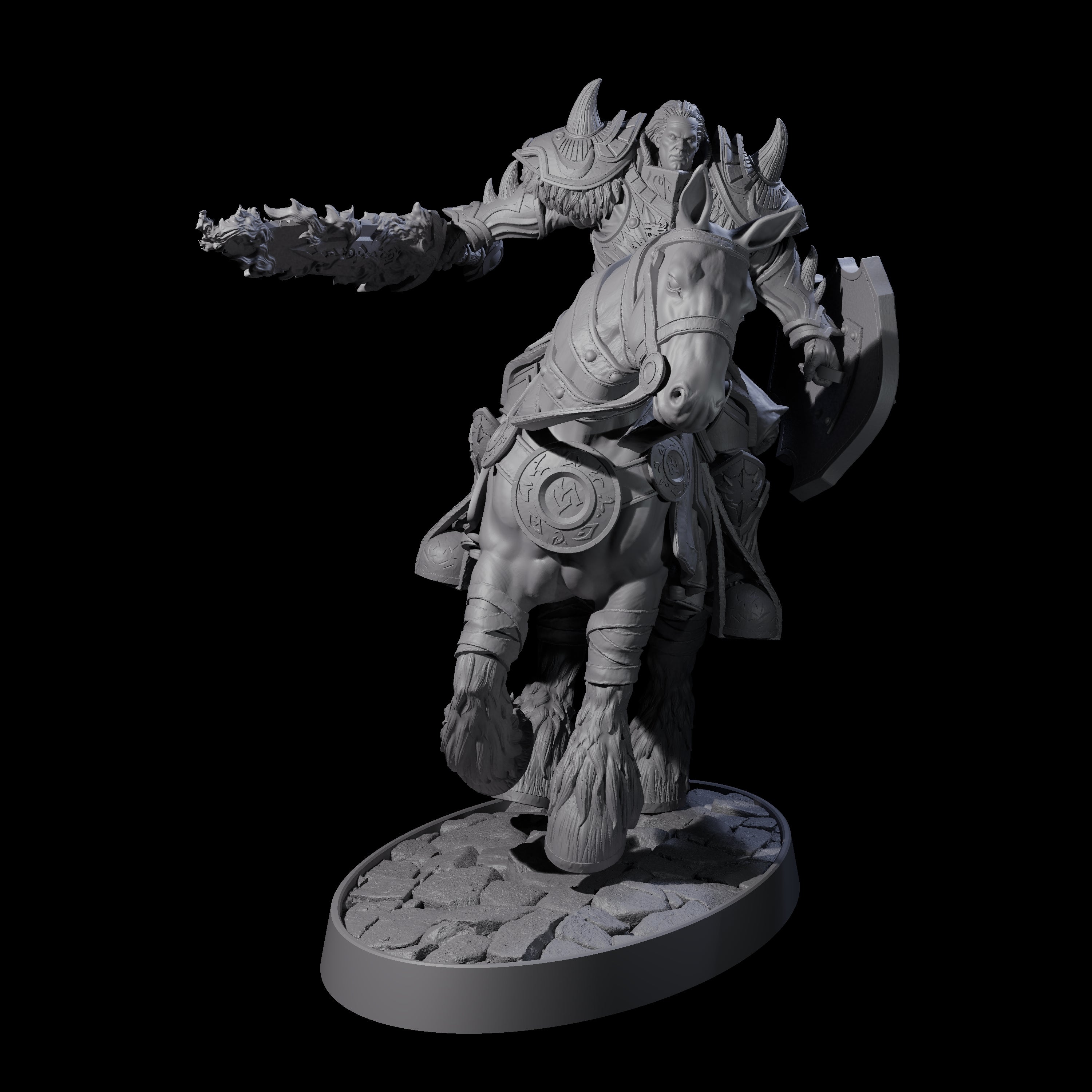 Heavy Cavalry of the Flames B Miniature for Dungeons and Dragons, Pathfinder or other TTRPGs