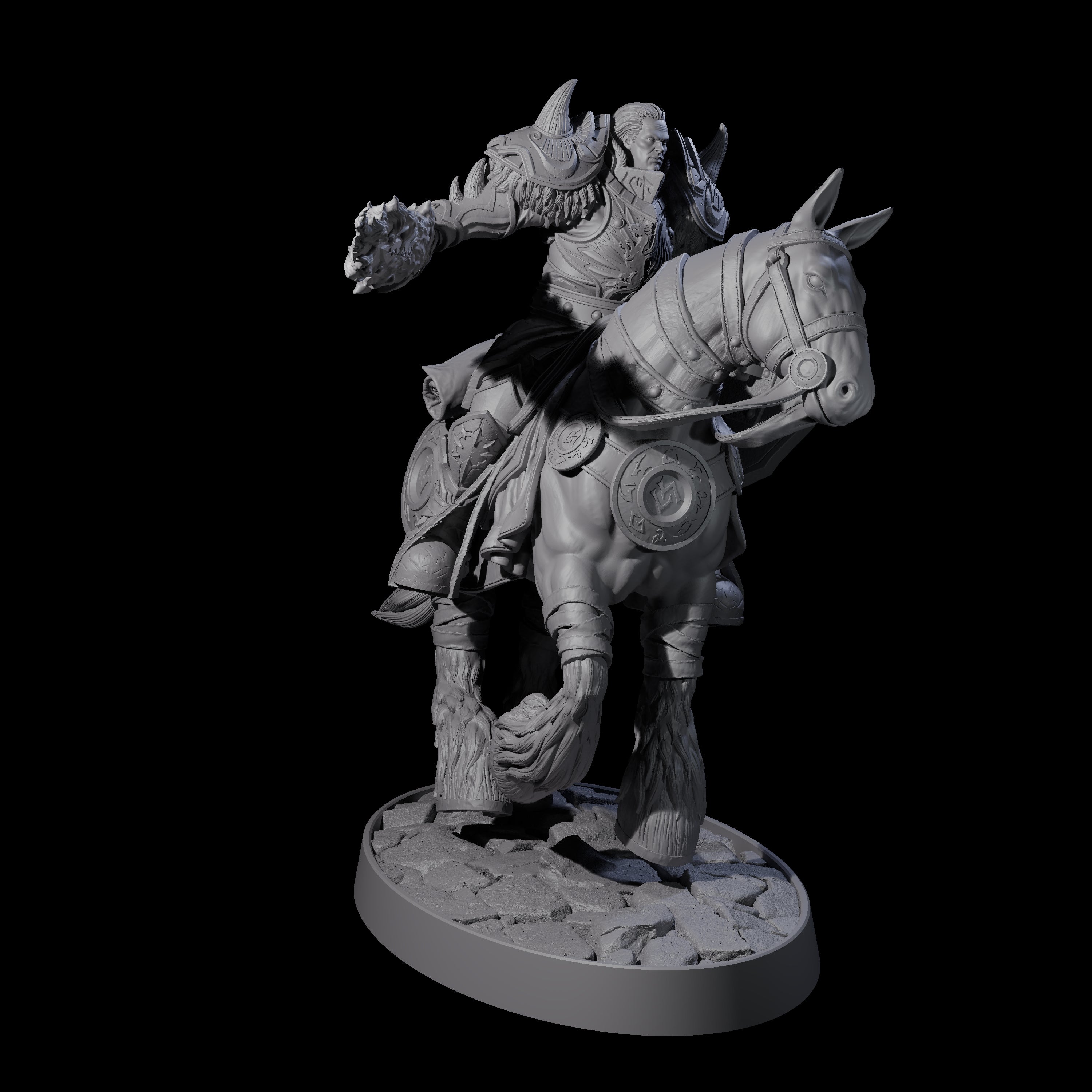 Heavy Cavalry of the Flames B Miniature for Dungeons and Dragons, Pathfinder or other TTRPGs