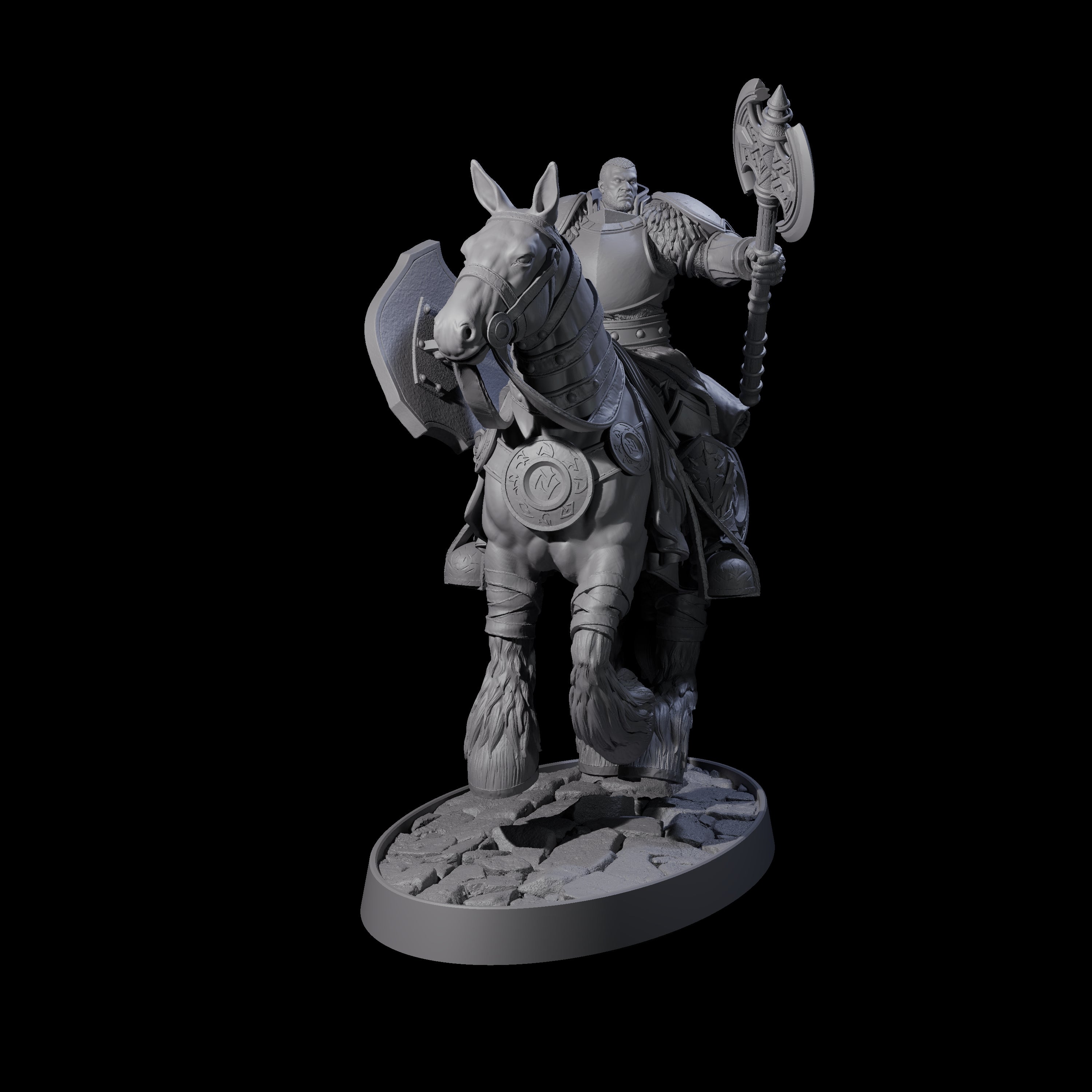 Heavy Cavalry of the Flames C Miniature for Dungeons and Dragons, Pathfinder or other TTRPGs