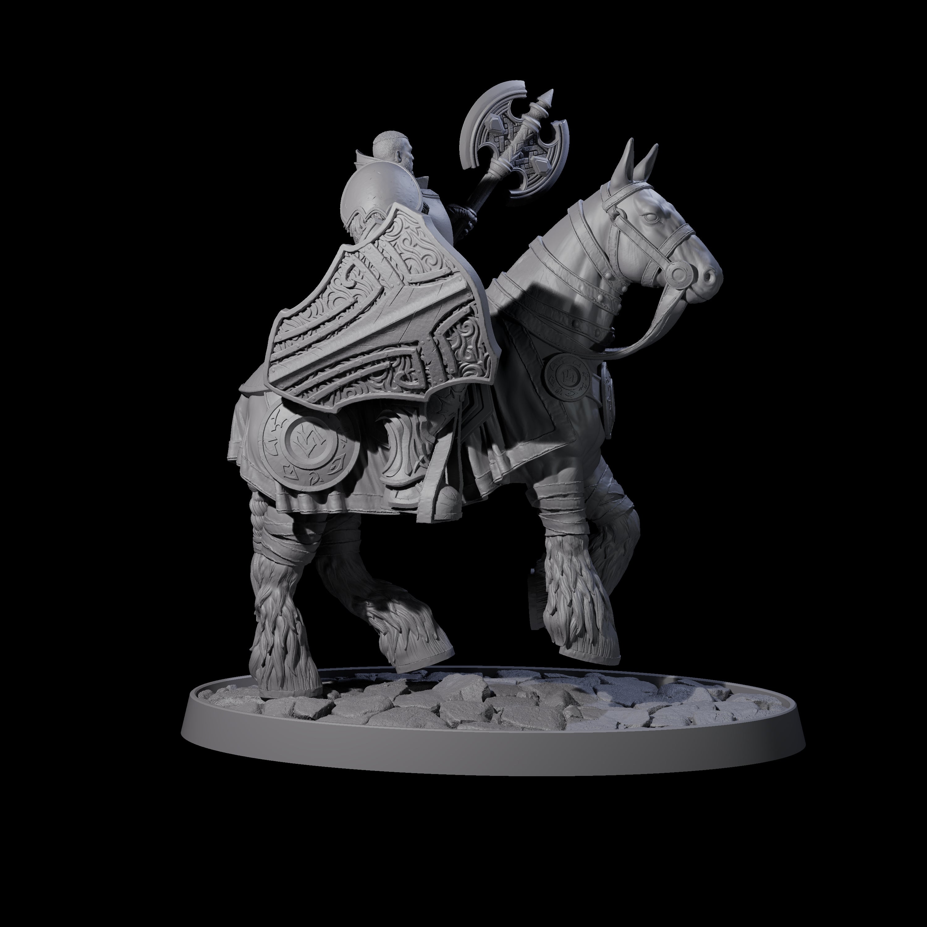 Heavy Cavalry of the Flames C Miniature for Dungeons and Dragons, Pathfinder or other TTRPGs