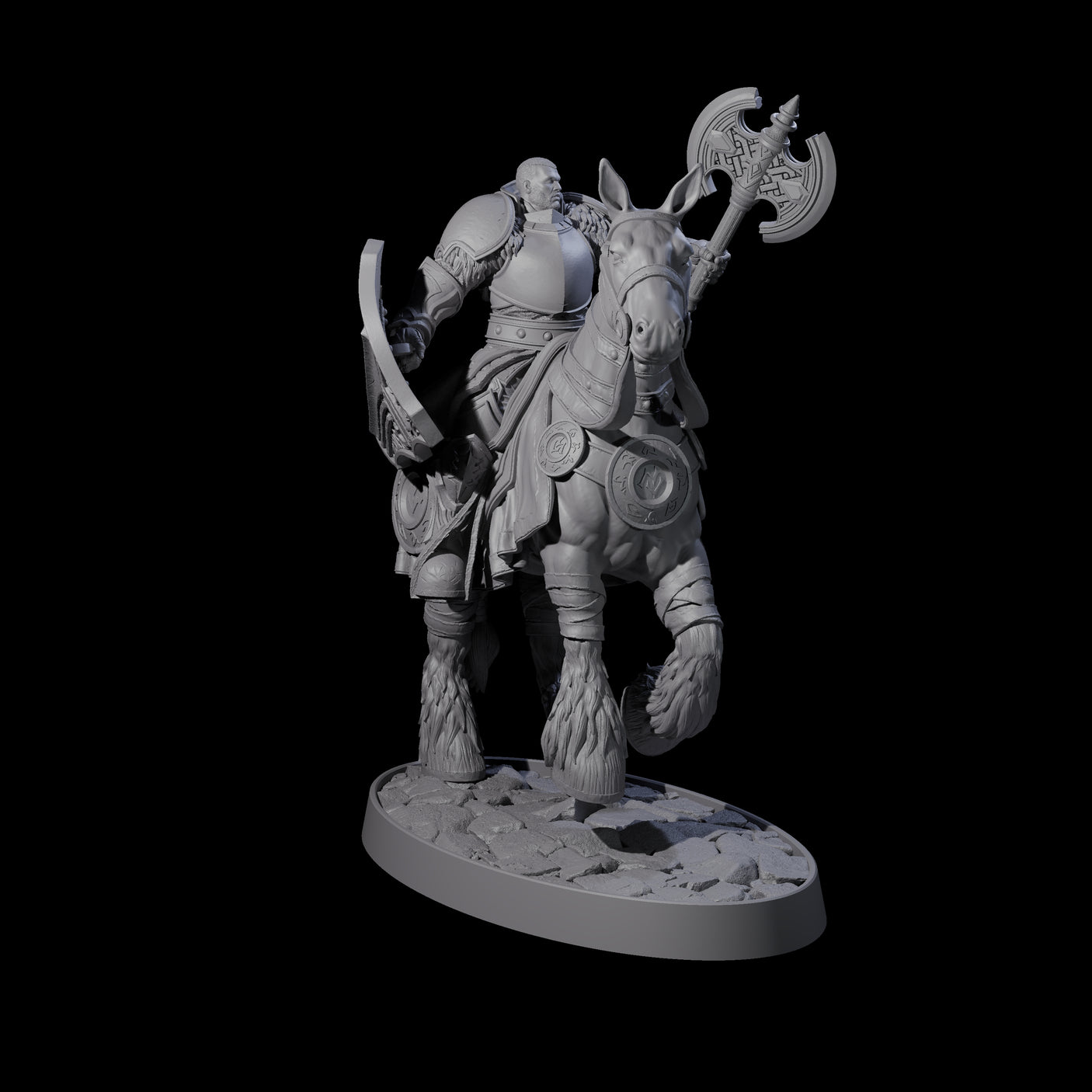 Heavy Cavalry of the Flames C Miniature for Dungeons and Dragons, Pathfinder or other TTRPGs
