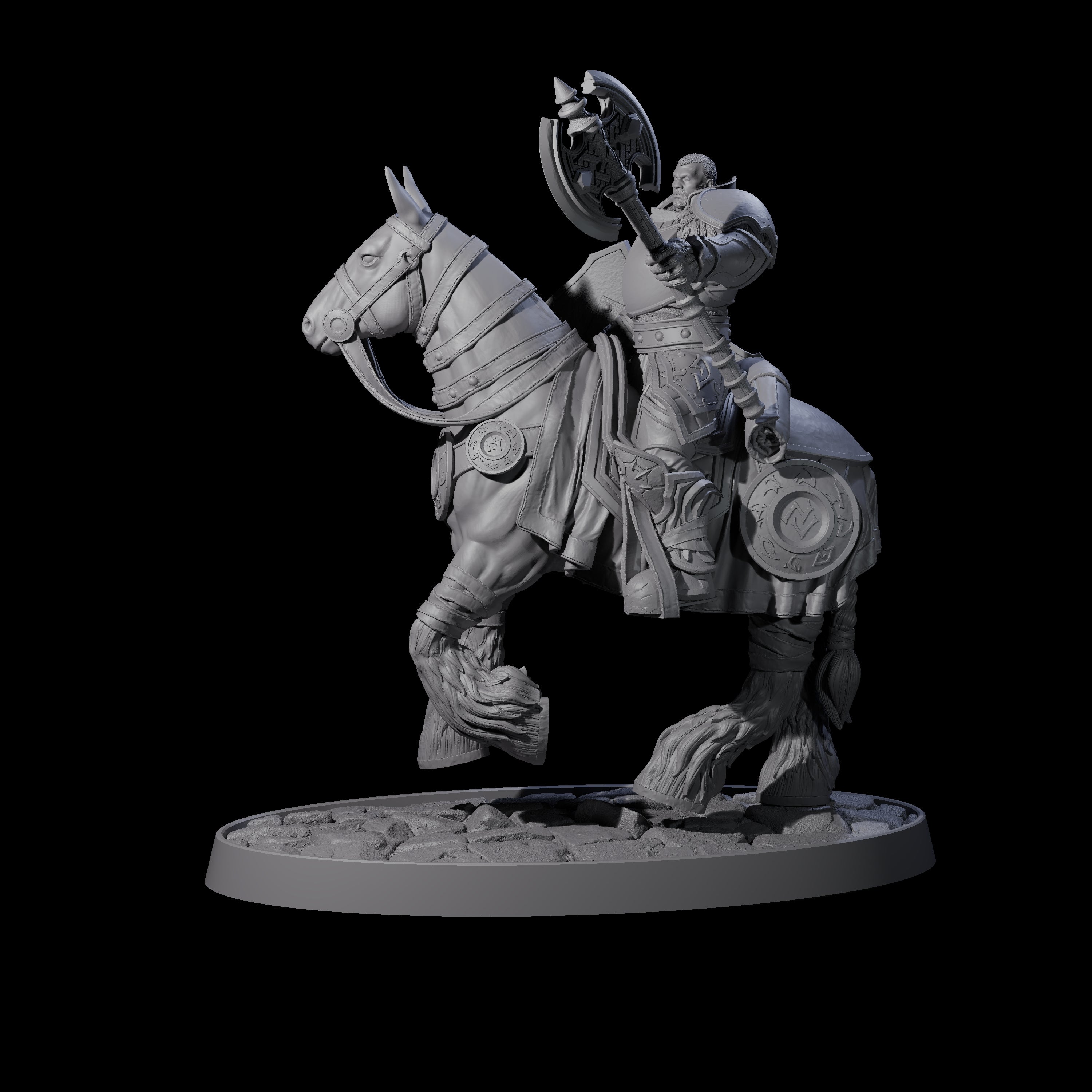 Heavy Cavalry of the Flames C Miniature for Dungeons and Dragons, Pathfinder or other TTRPGs