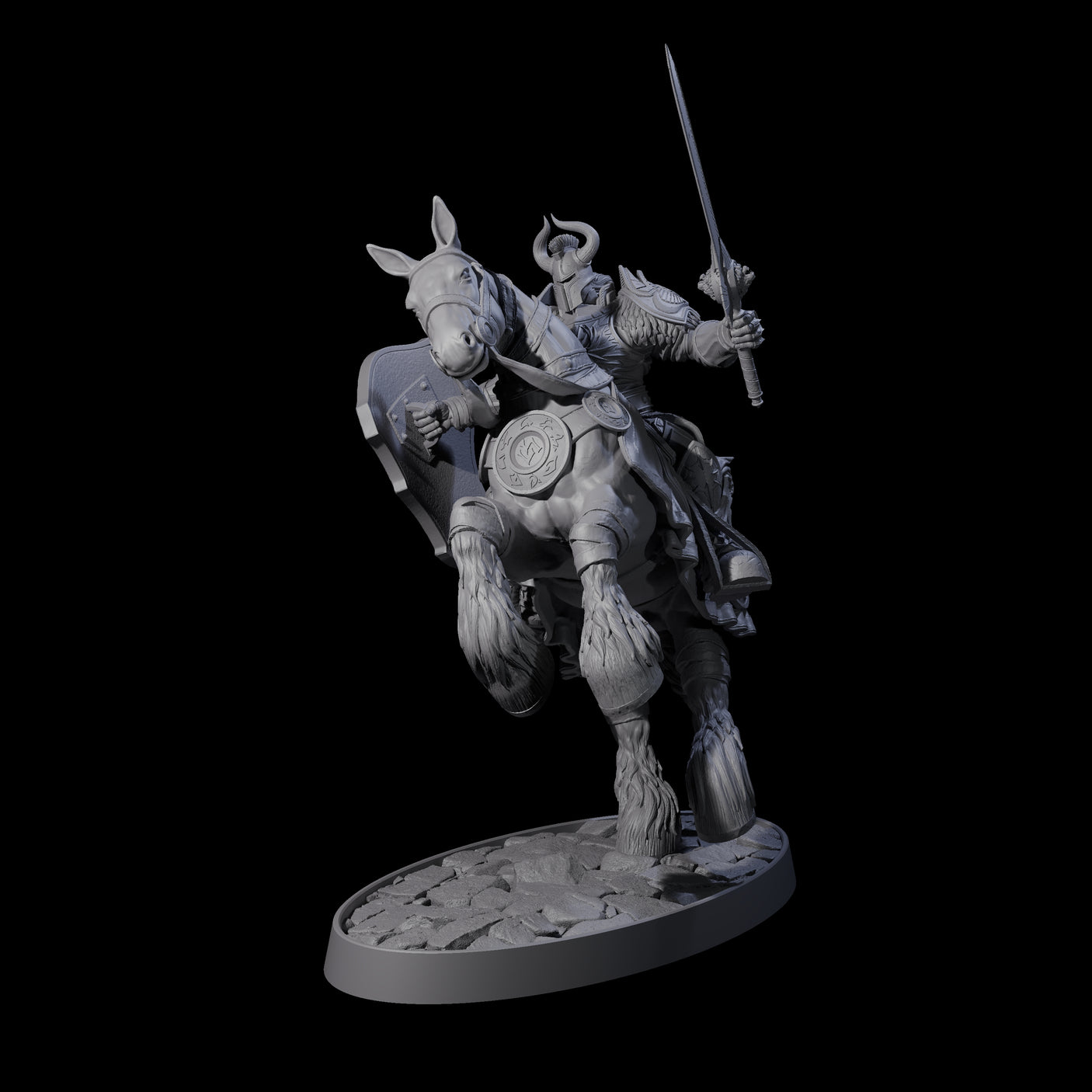 Heavy Cavalry of the Flames D Miniature for Dungeons and Dragons, Pathfinder or other TTRPGs