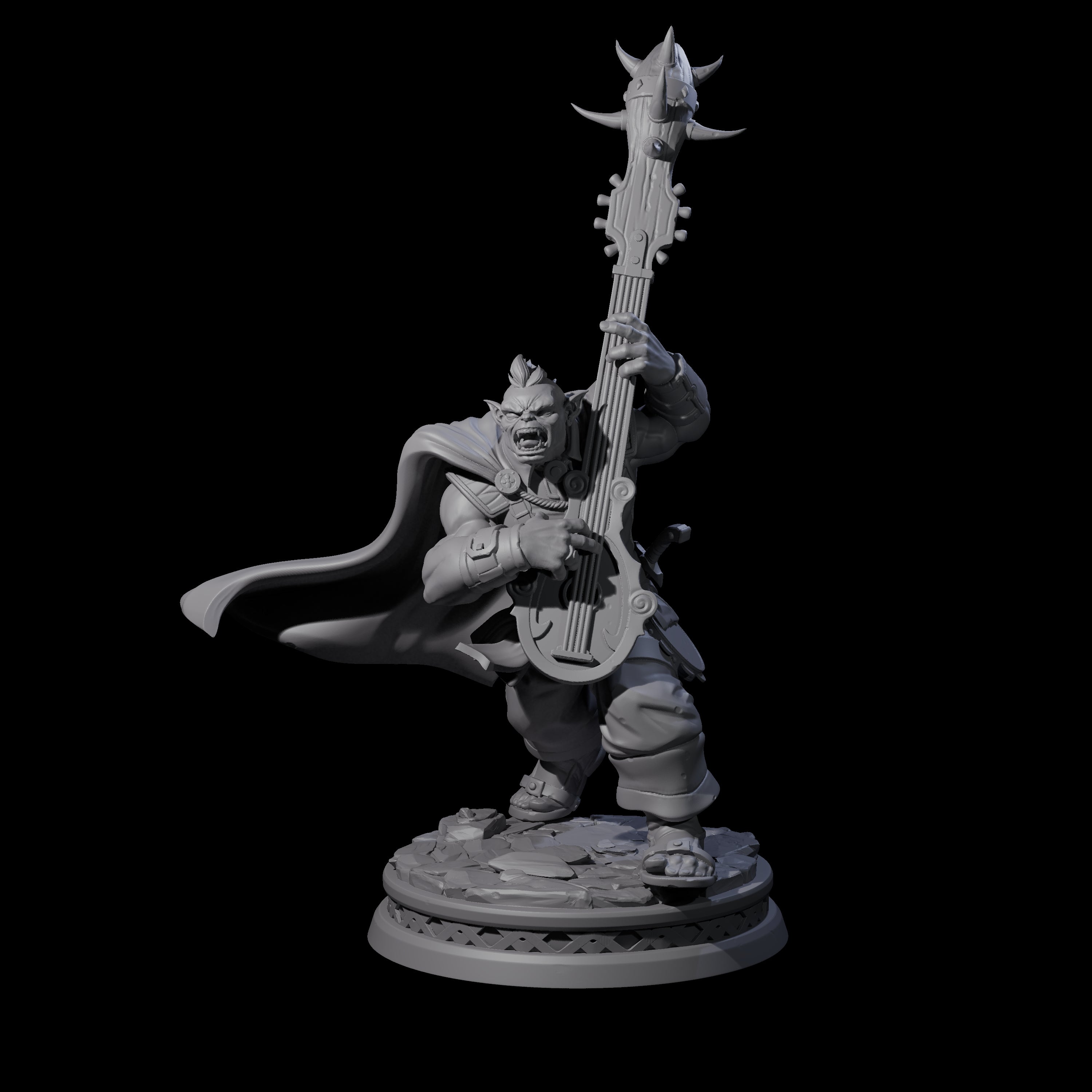 Heavy Metal Orc Bard Miniature for Dungeons and Dragons, Pathfinder or other TTRPGs