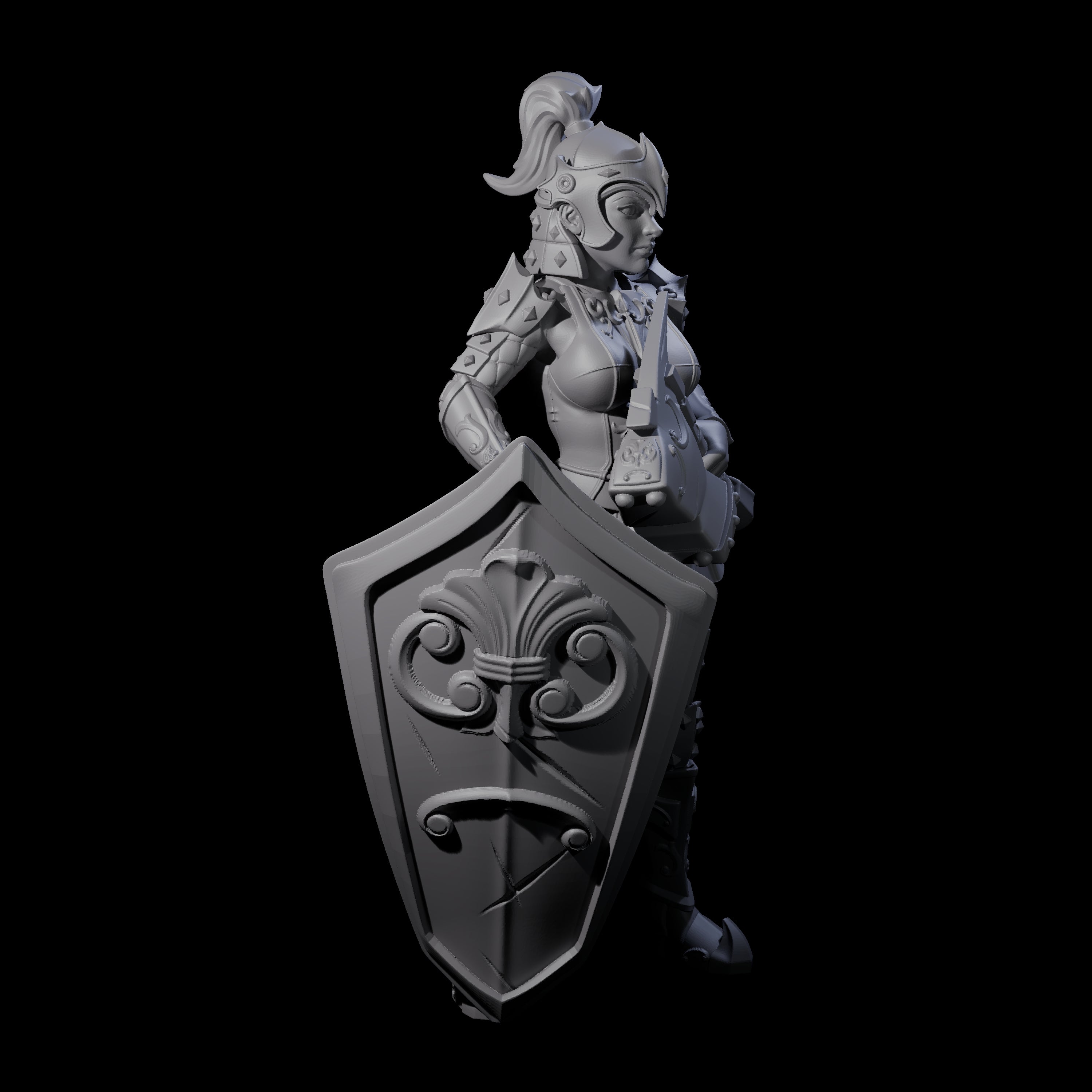 Heavy Shield Fighter Miniature for Dungeons and Dragons, Pathfinder or other TTRPGs
