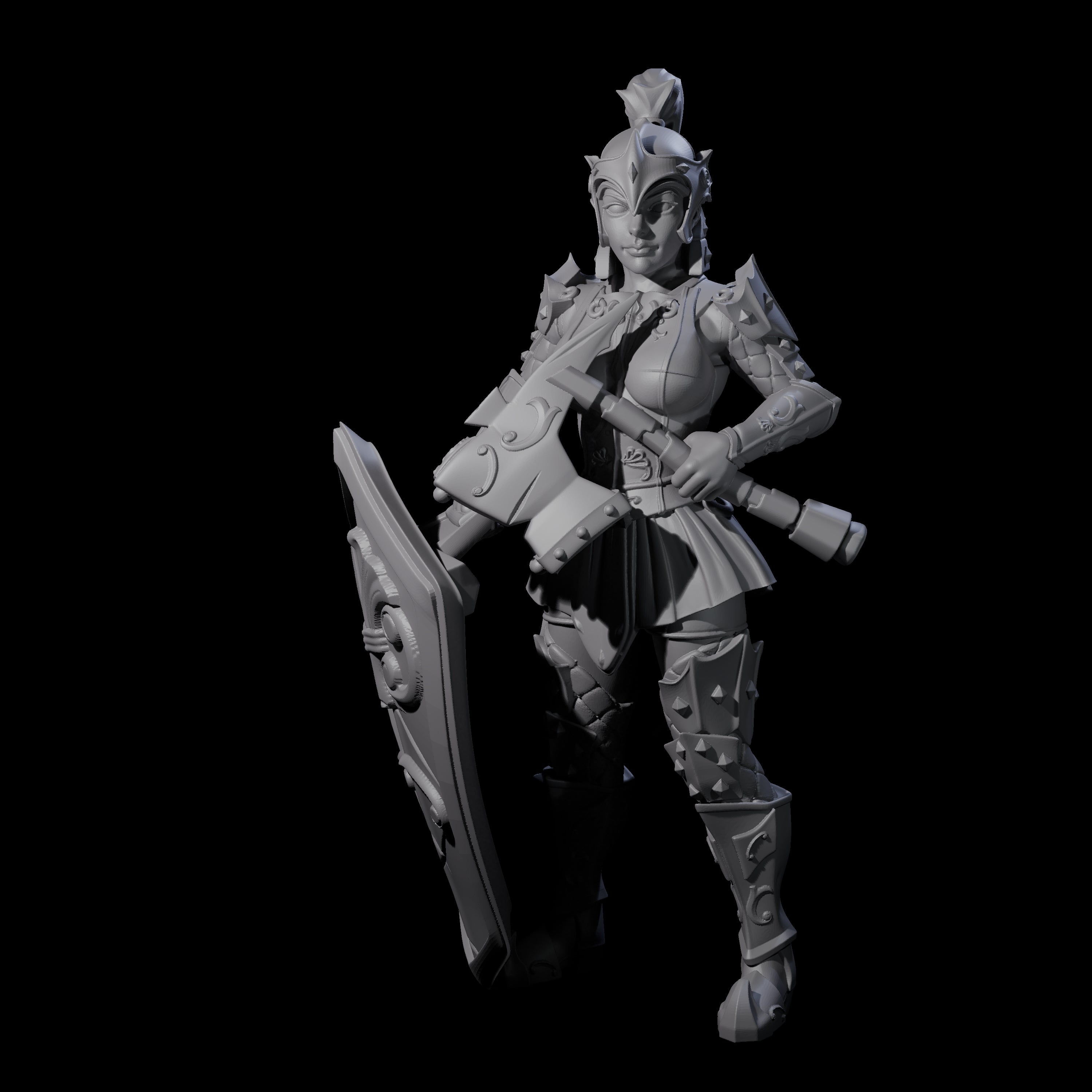 Heavy Shield Fighter Miniature for Dungeons and Dragons, Pathfinder or other TTRPGs