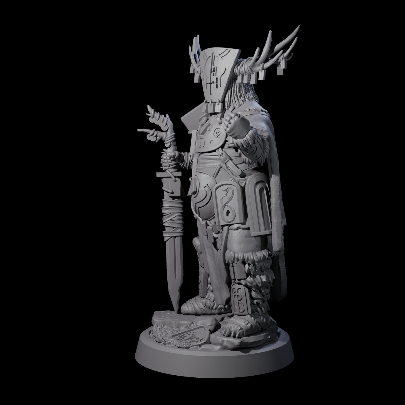 Helmed Uthgardt Barbarian Miniature for Dungeons and Dragons, Pathfinder or other TTRPGs