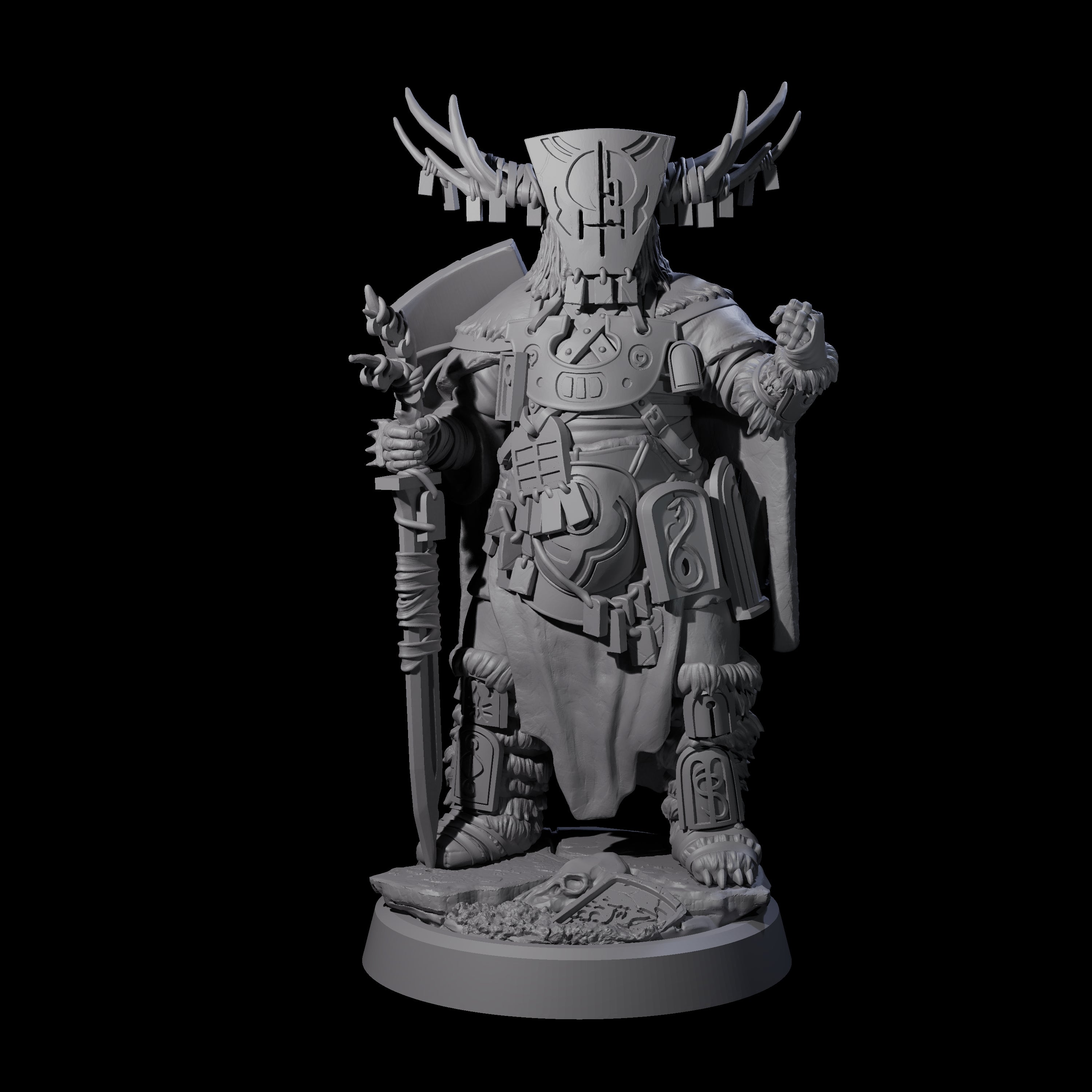 Helmed Uthgardt Barbarian Miniature for Dungeons and Dragons, Pathfinder or other TTRPGs