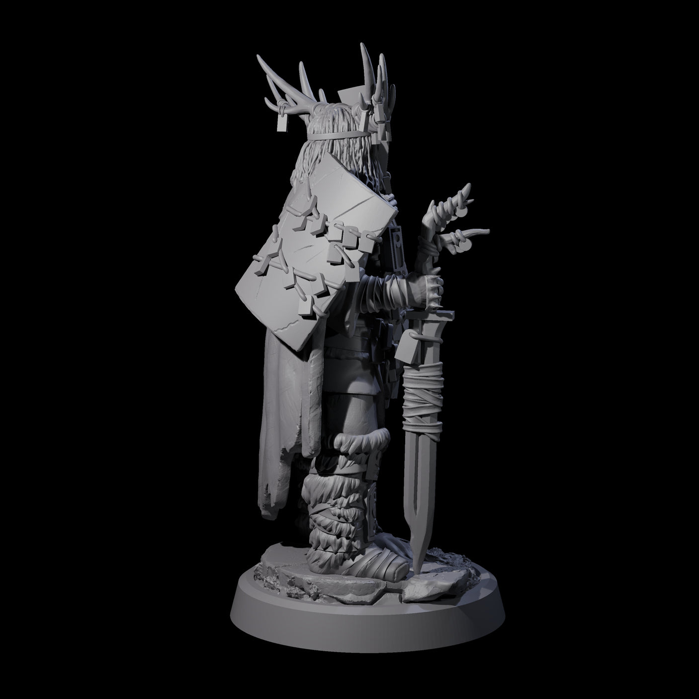 Helmed Uthgardt Barbarian Miniature for Dungeons and Dragons, Pathfinder or other TTRPGs