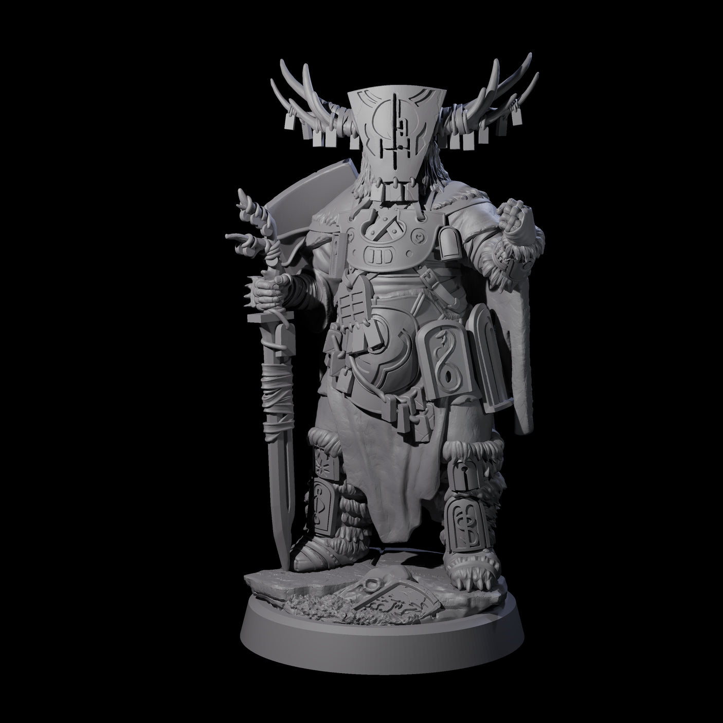 Helmed Uthgardt Barbarian Miniature for Dungeons and Dragons, Pathfinder or other TTRPGs