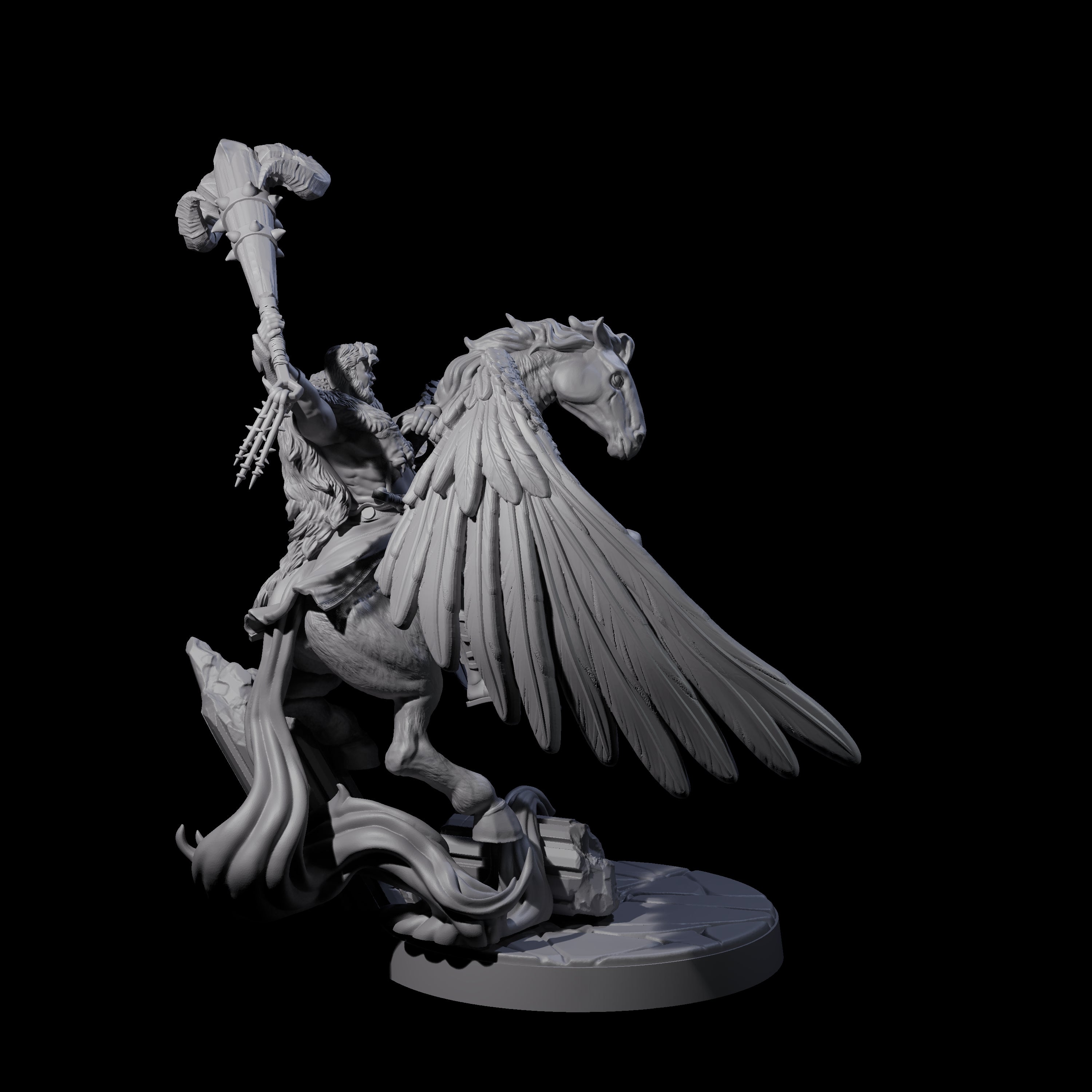 Hero riding a Pegasus Miniature for Dungeons and Dragons, Pathfinder or other TTRPGs