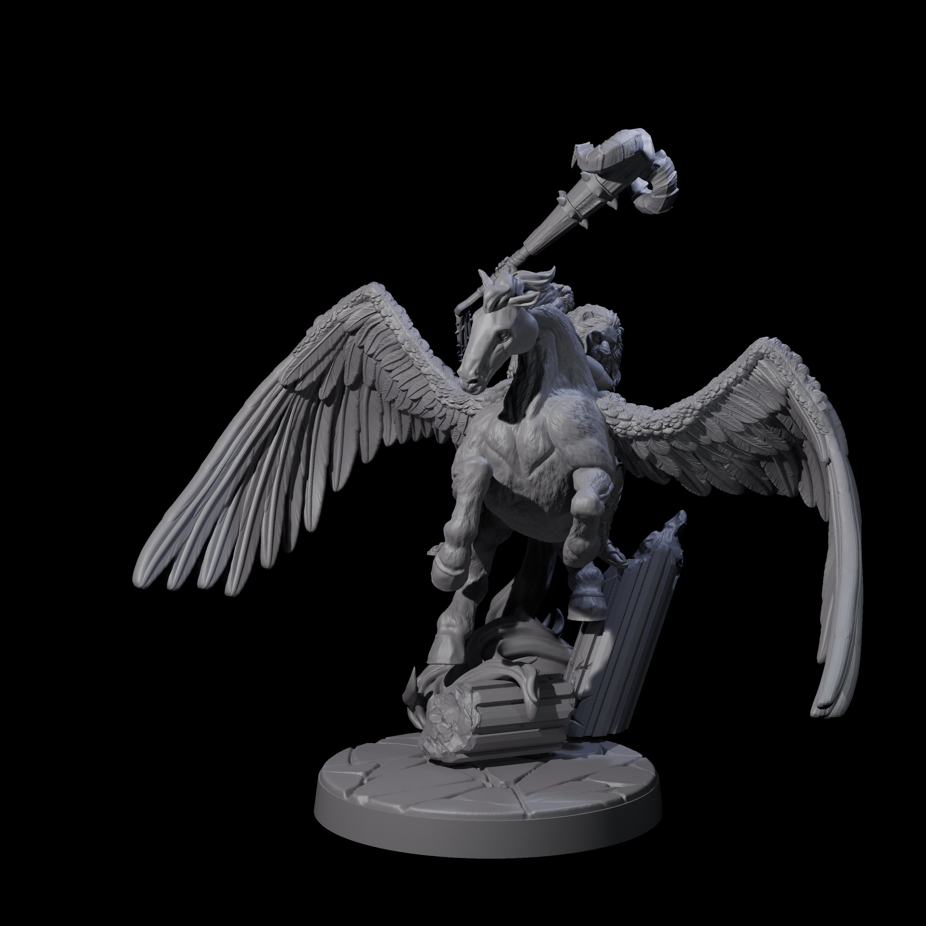 Hero riding a Pegasus Miniature for Dungeons and Dragons, Pathfinder or other TTRPGs