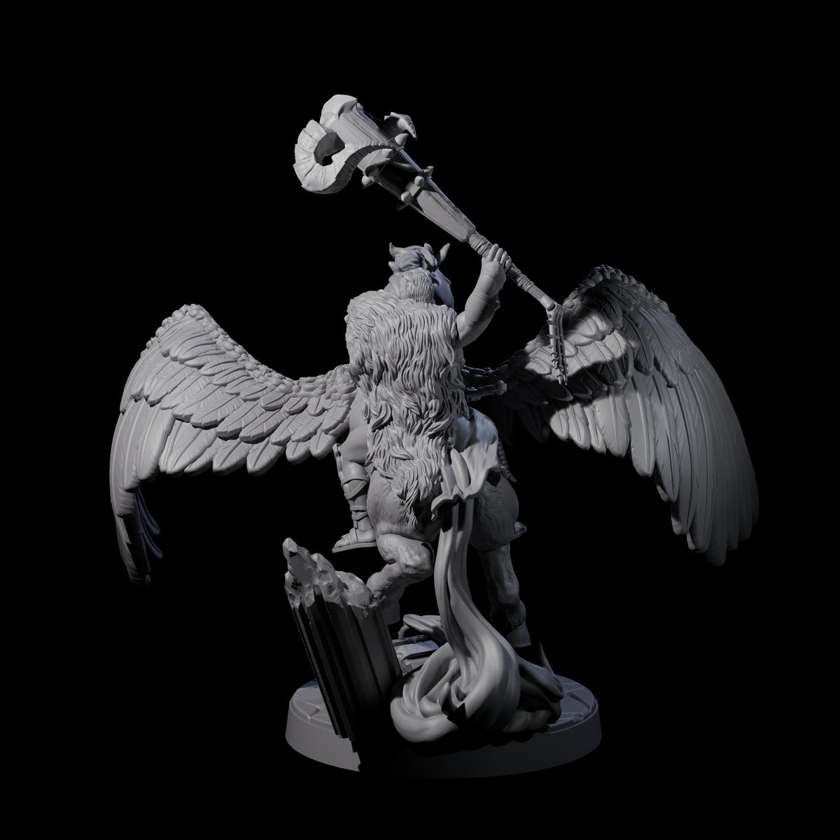 Hero riding a Pegasus Miniature for Dungeons and Dragons, Pathfinder or other TTRPGs