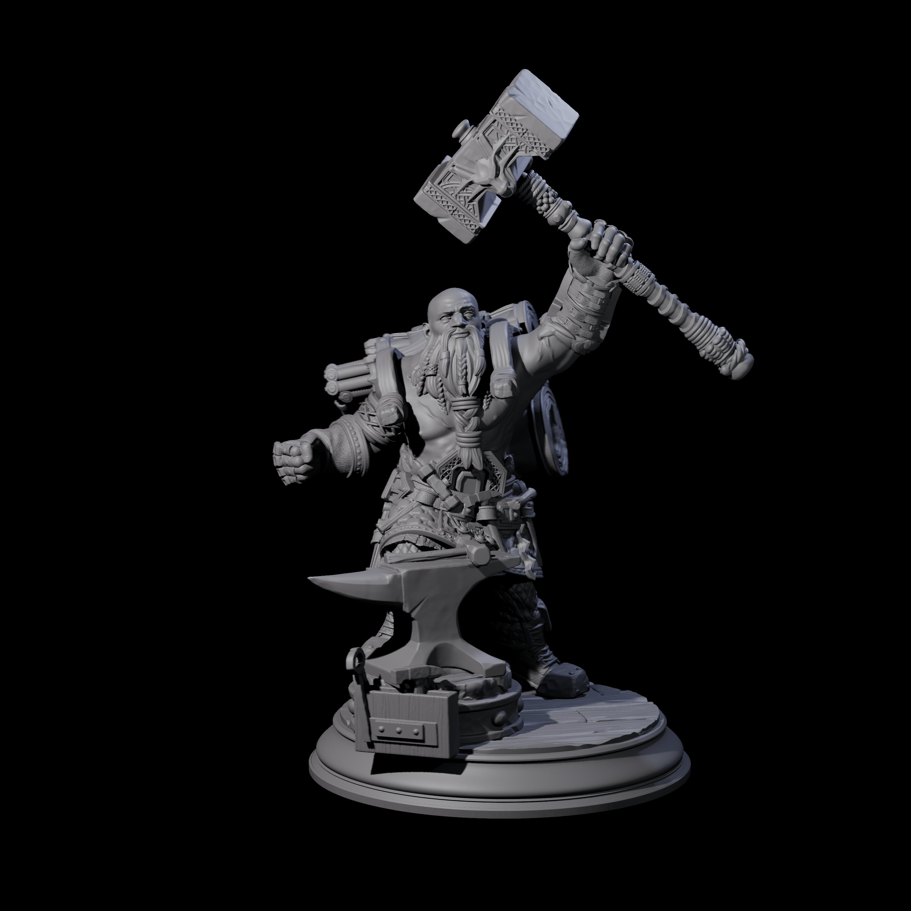Heroic Dwarf Blacksmith Miniature for Dungeons and Dragons, Pathfinder or other TTRPGs