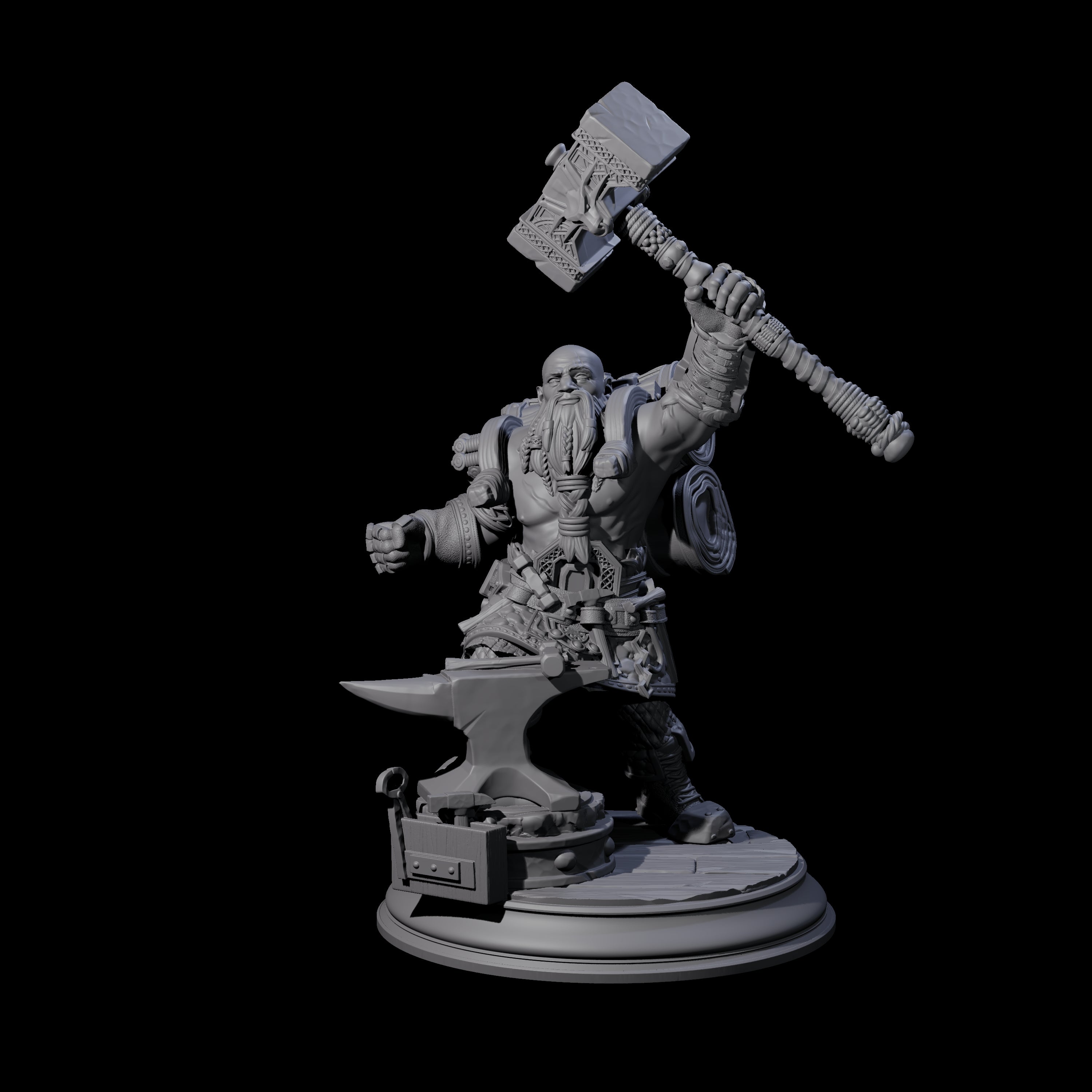 Heroic Dwarf Blacksmith Miniature for Dungeons and Dragons, Pathfinder or other TTRPGs