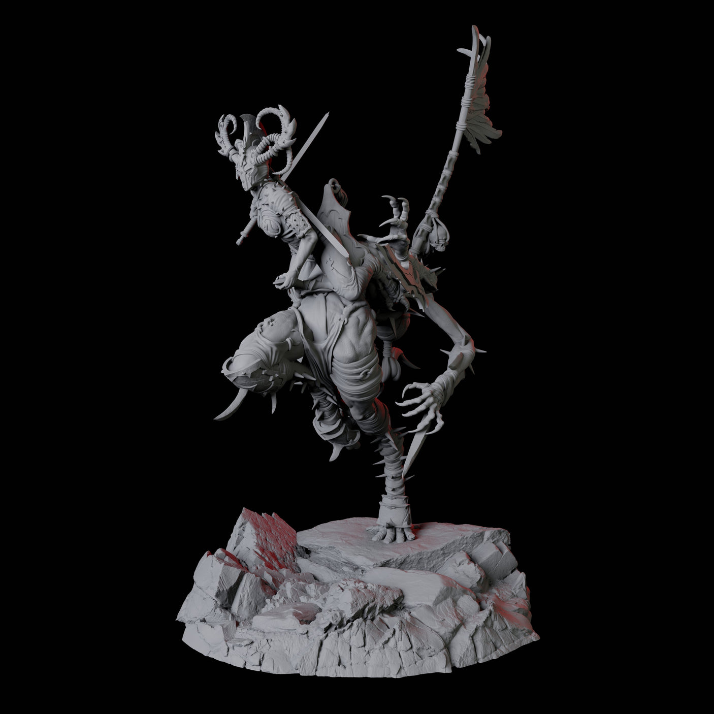 Hideous Demonic Cavalry C Miniature for Dungeons and Dragons, Pathfinder or other TTRPGs