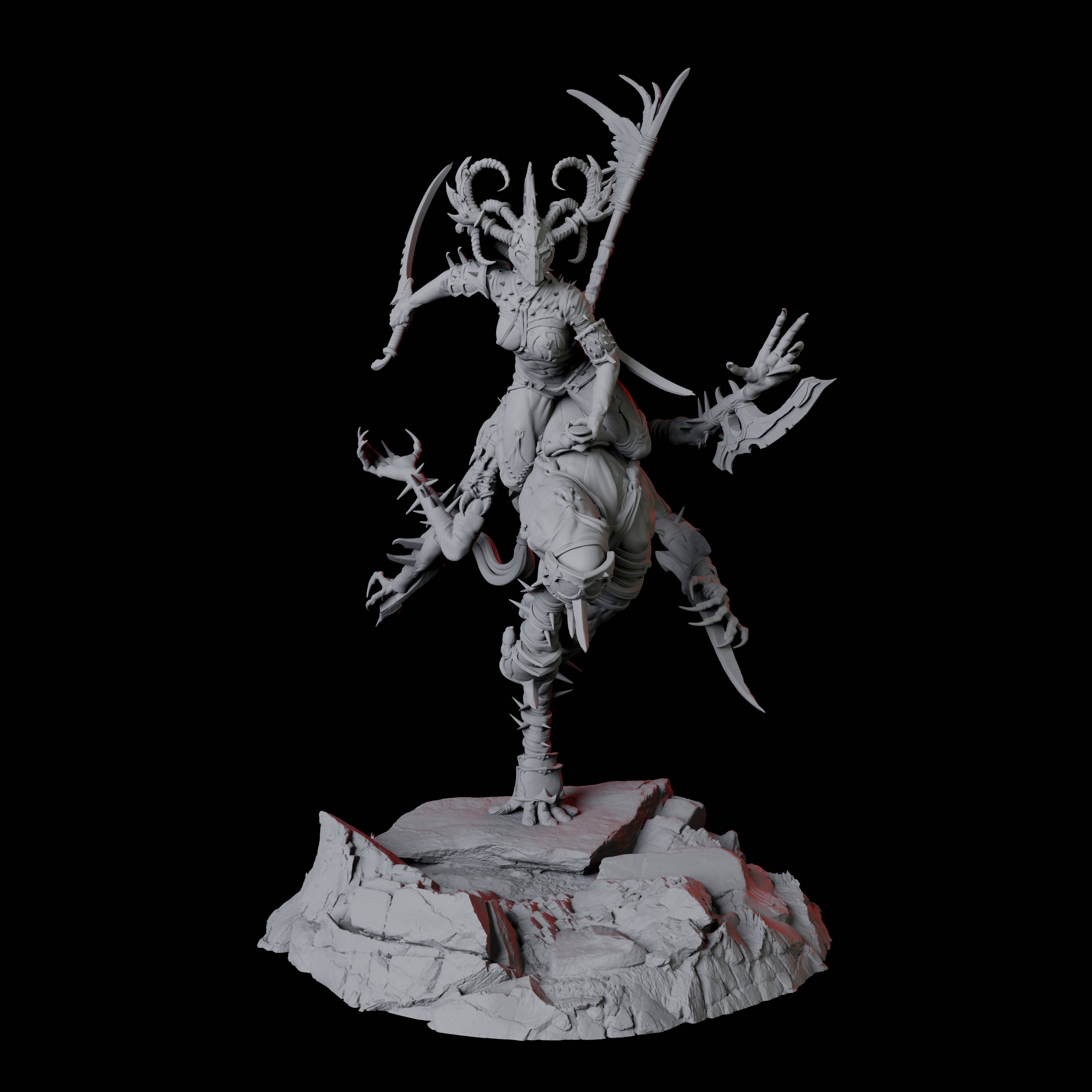 Hideous Demonic Cavalry C Miniature for Dungeons and Dragons, Pathfinder or other TTRPGs