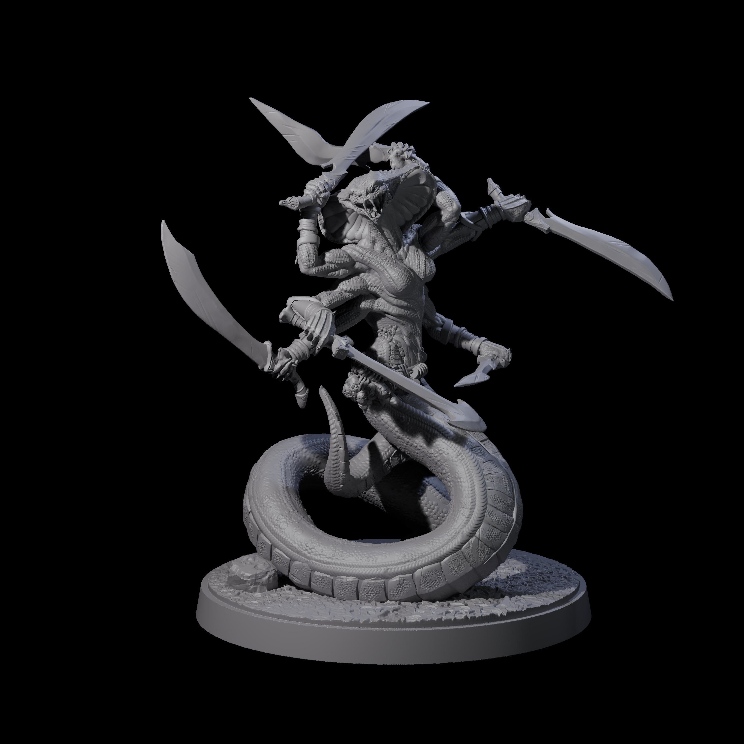 Hissing Snake Headed Marilith Miniature for Dungeons and Dragons, Pathfinder or other TTRPGs