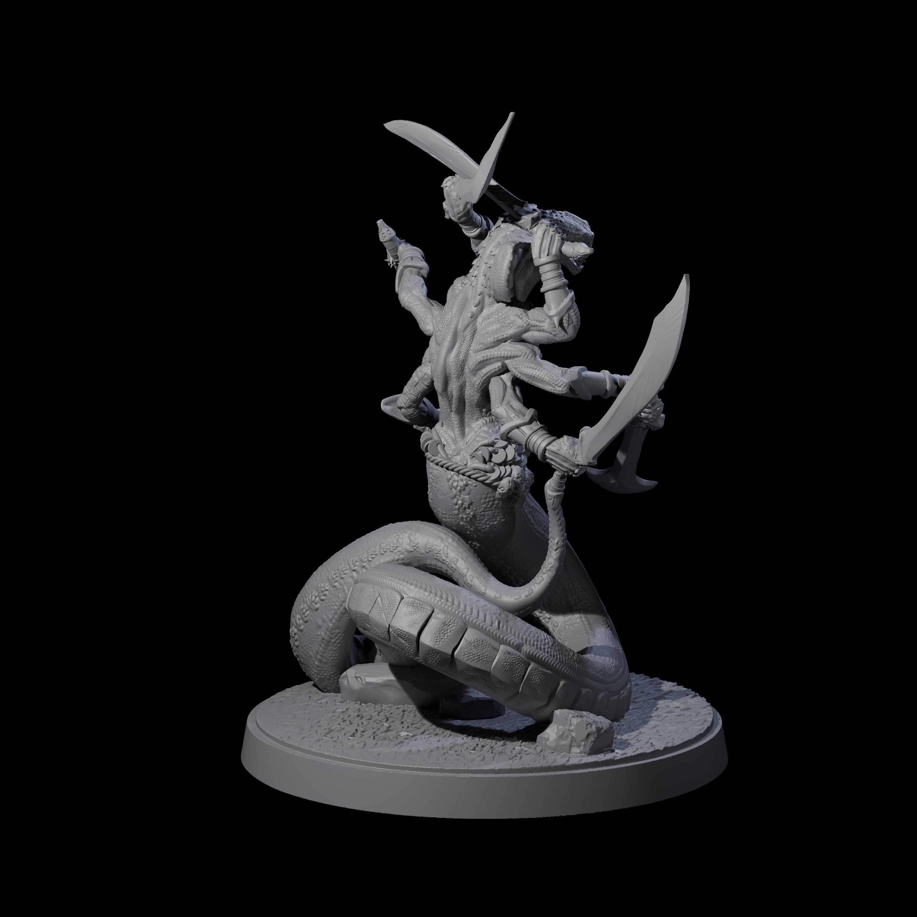 Hissing Snake Headed Marilith Miniature for Dungeons and Dragons, Pathfinder or other TTRPGs