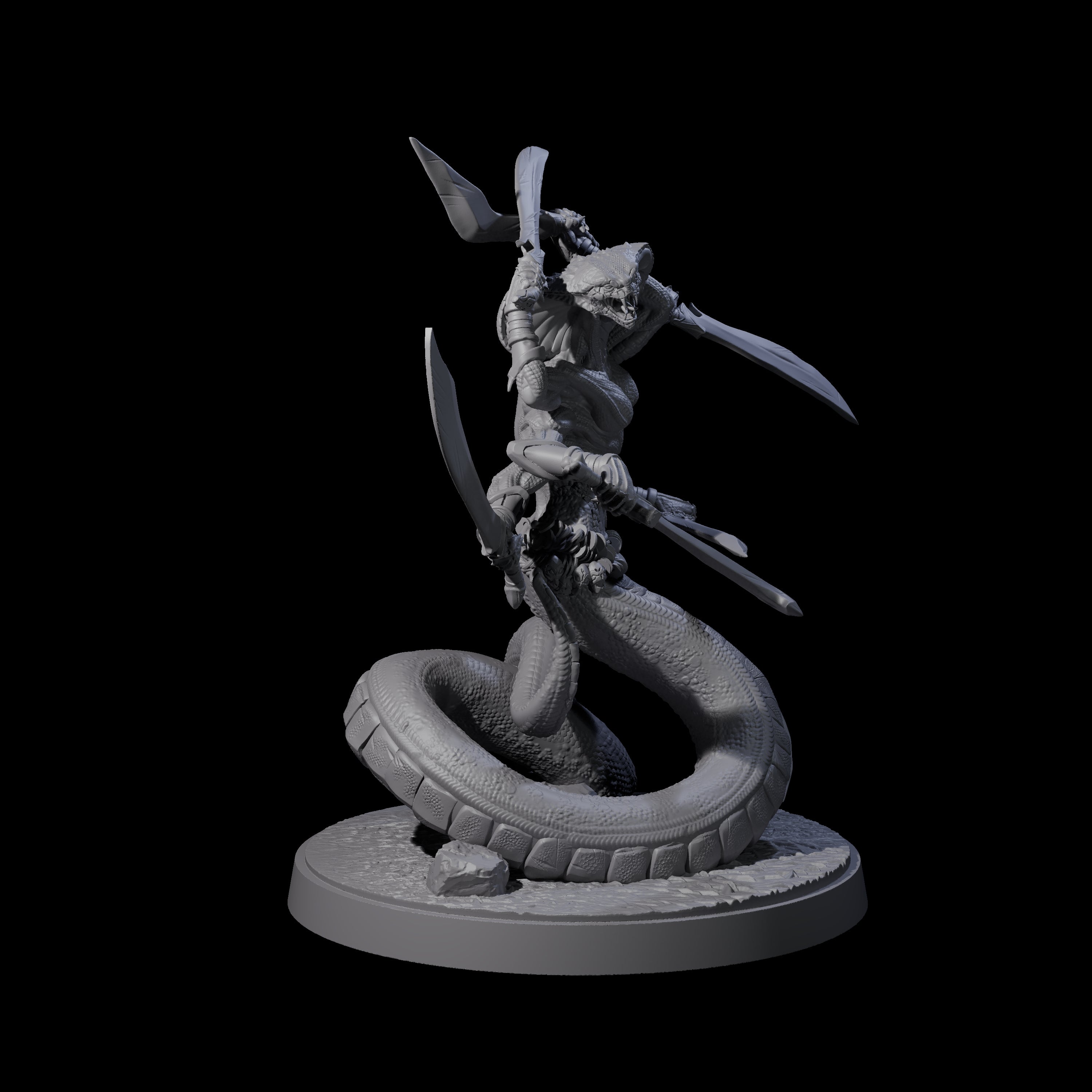 Hissing Snake Headed Marilith Miniature for Dungeons and Dragons, Pathfinder or other TTRPGs