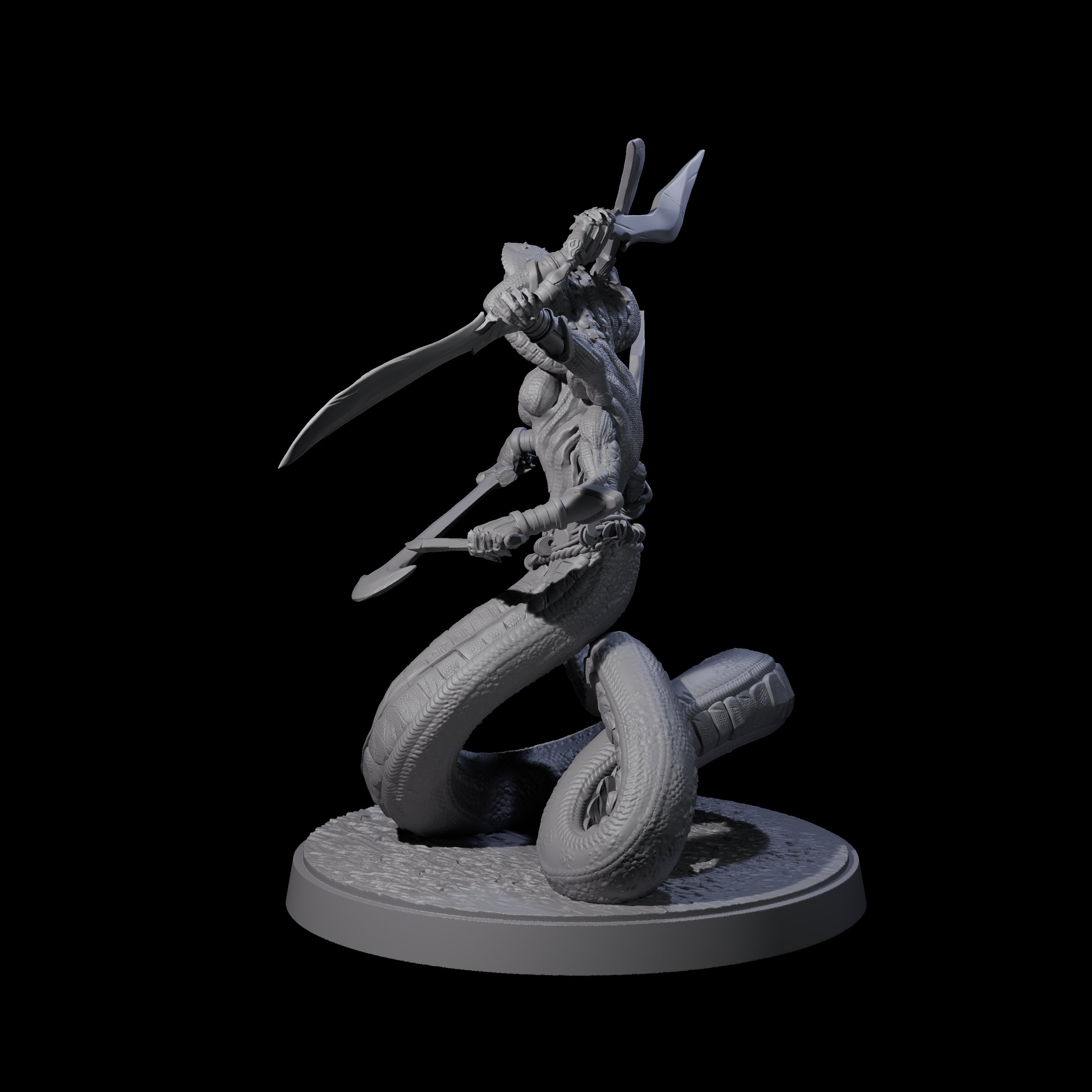 Hissing Snake Headed Marilith Miniature for Dungeons and Dragons, Pathfinder or other TTRPGs