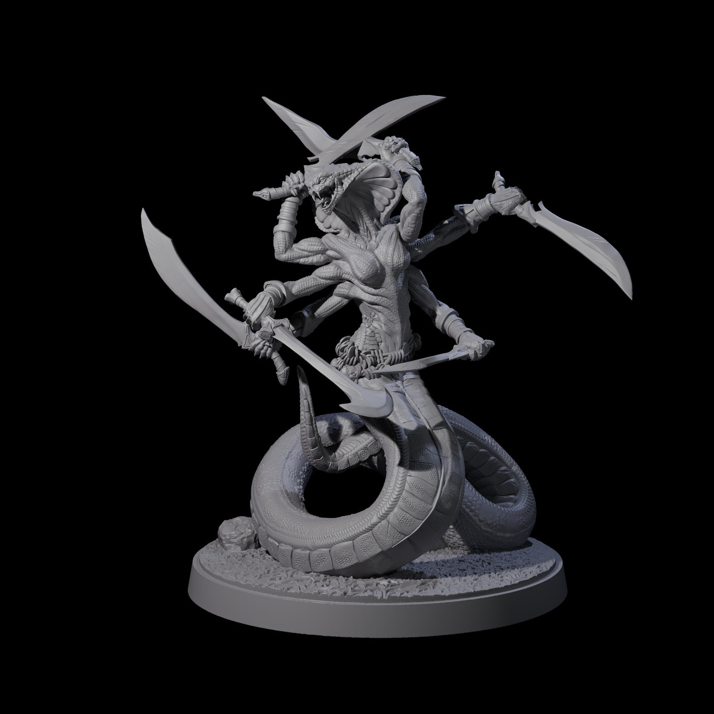 Hissing Snake Headed Marilith Miniature for Dungeons and Dragons, Pathfinder or other TTRPGs