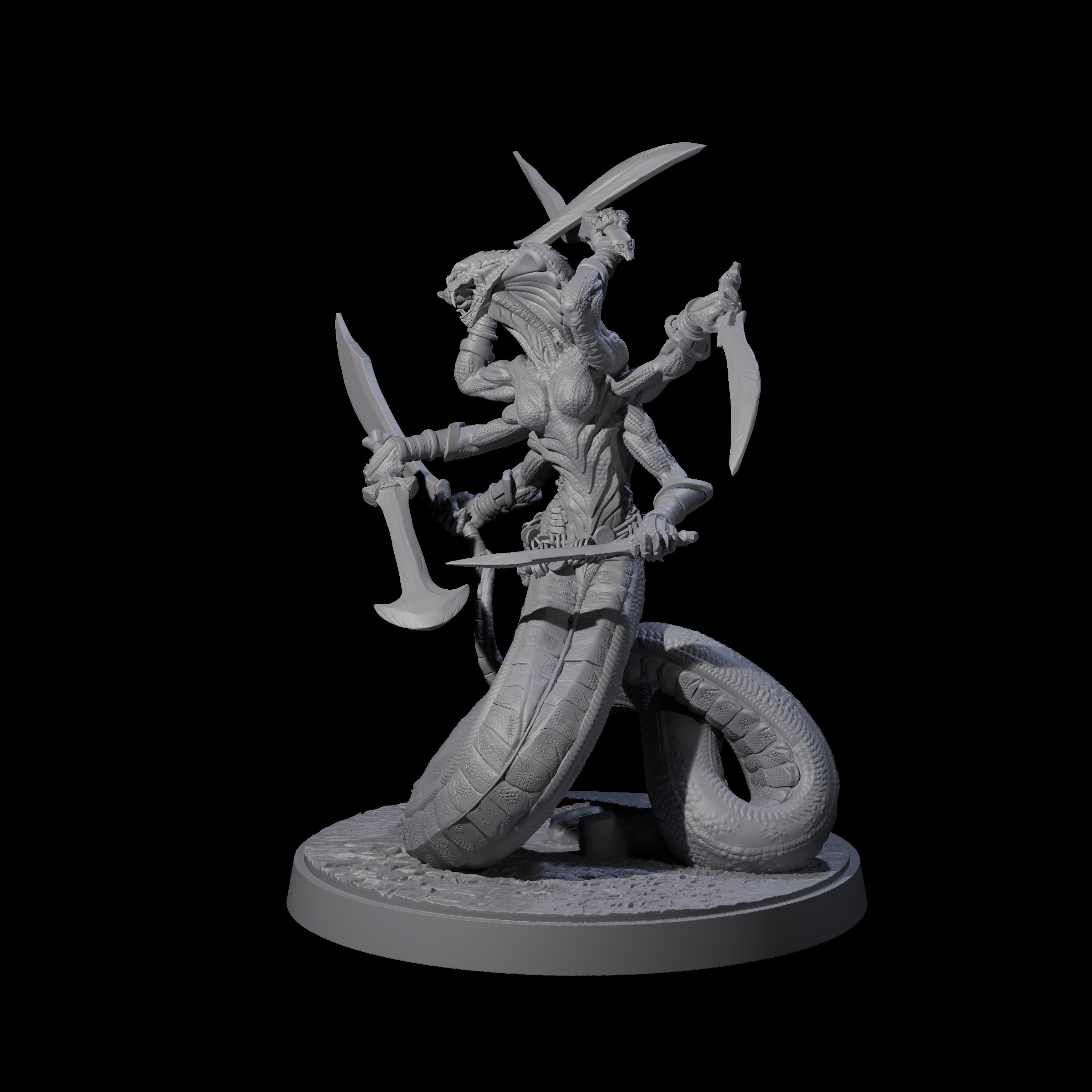 Hissing Snake Headed Marilith Miniature for Dungeons and Dragons, Pathfinder or other TTRPGs