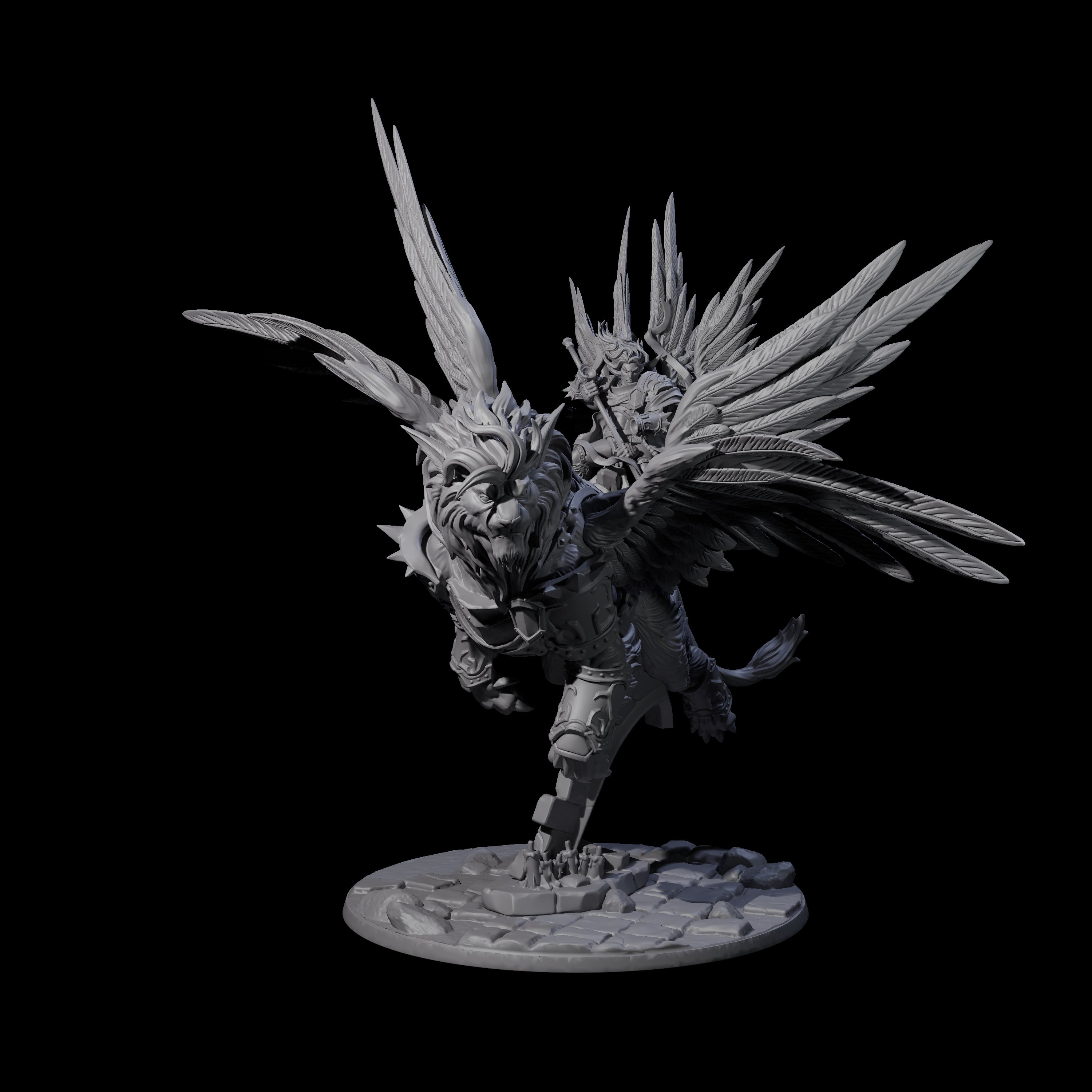 Holy Solar riding into Battle Miniature for Dungeons and Dragons, Pathfinder or other TTRPGs