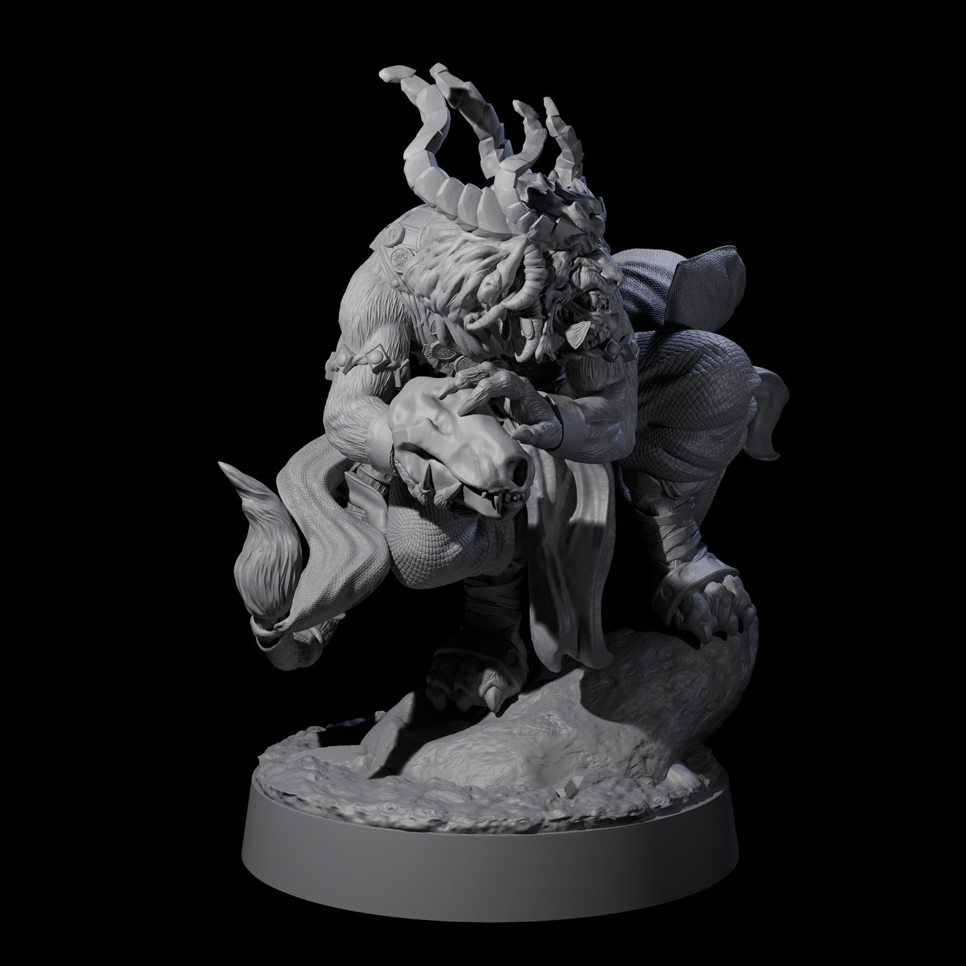 Horned Leonin Lunatic Miniature for Dungeons and Dragons, Pathfinder or other TTRPGs