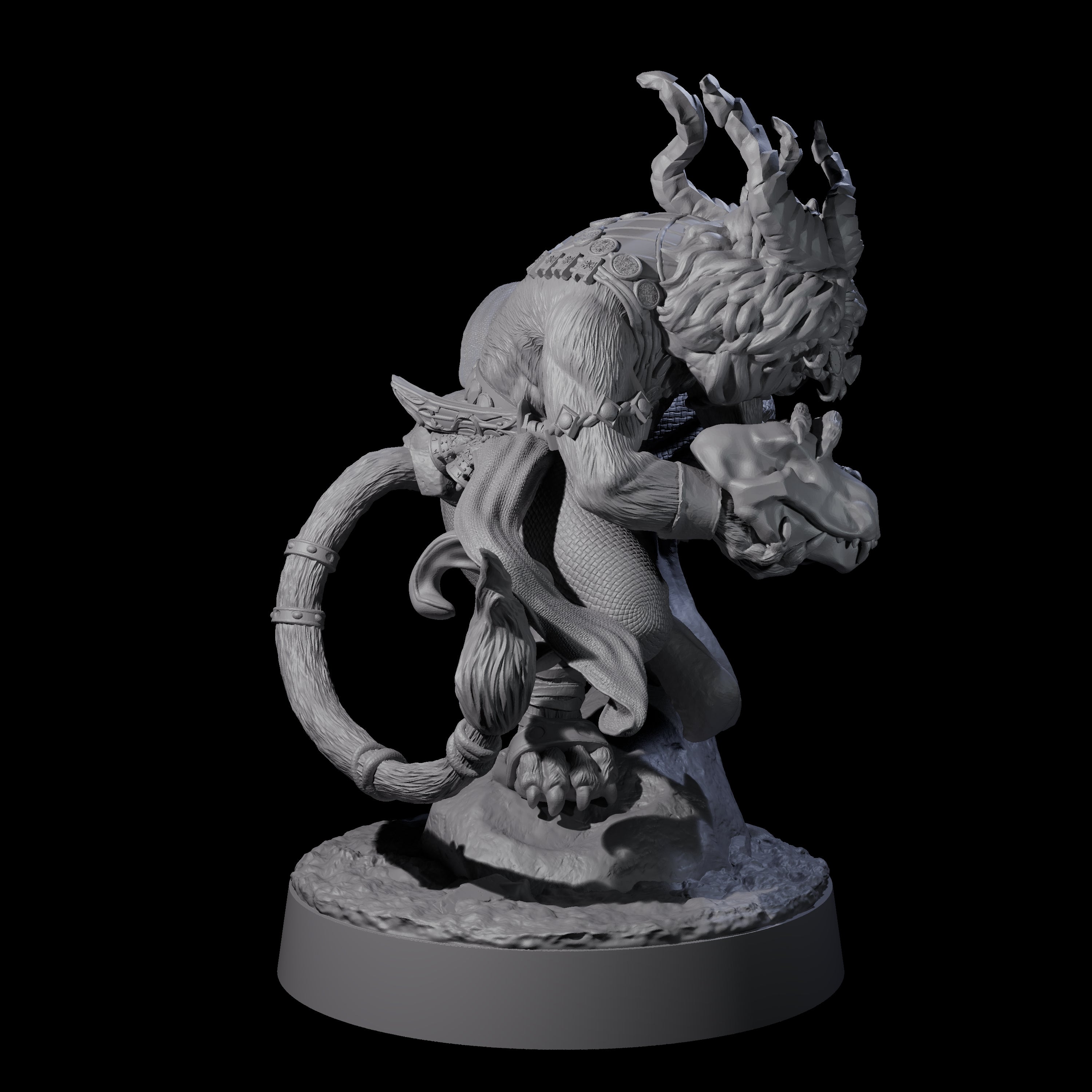 Horned Leonin Lunatic Miniature for Dungeons and Dragons, Pathfinder or other TTRPGs