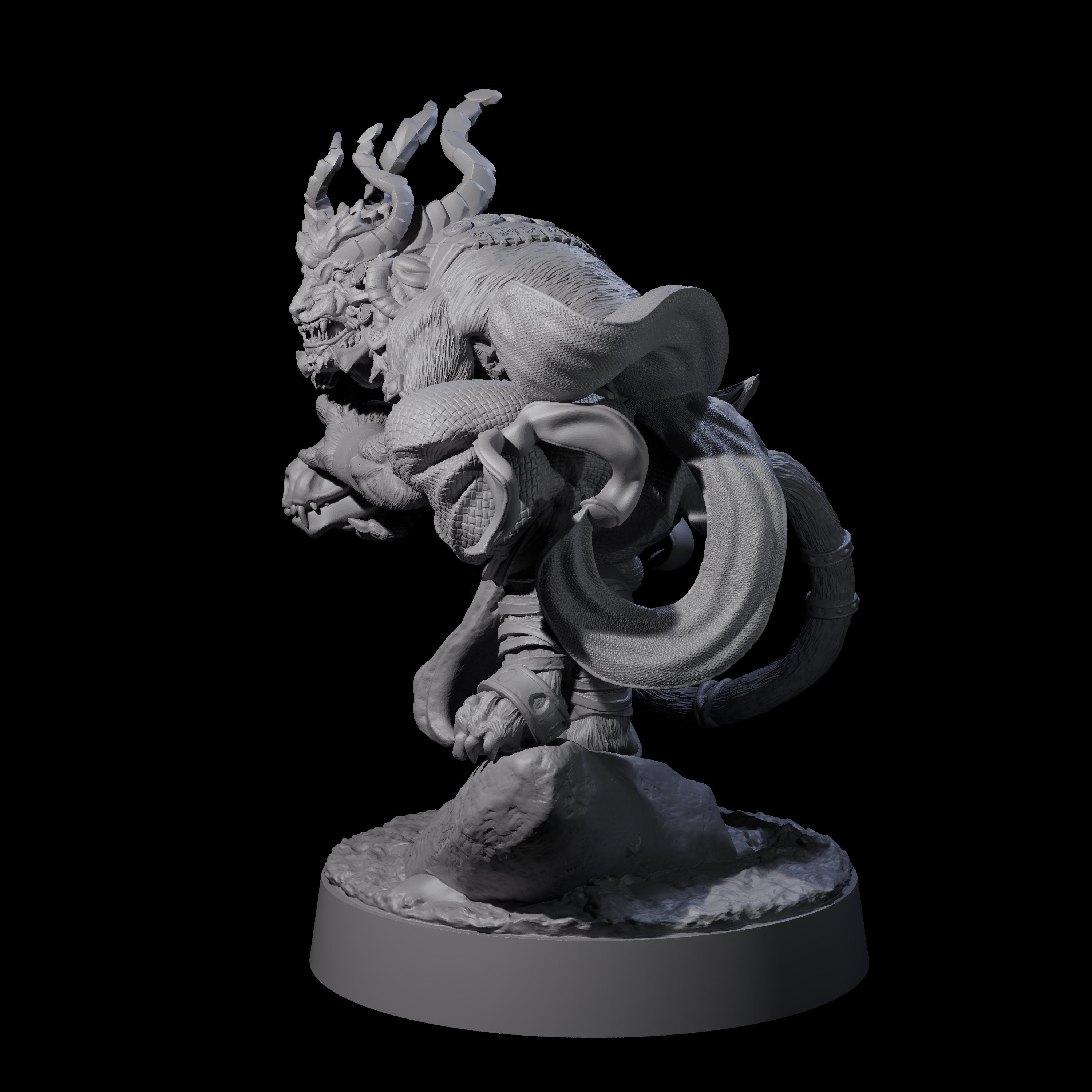 Horned Leonin Lunatic Miniature for Dungeons and Dragons, Pathfinder or other TTRPGs