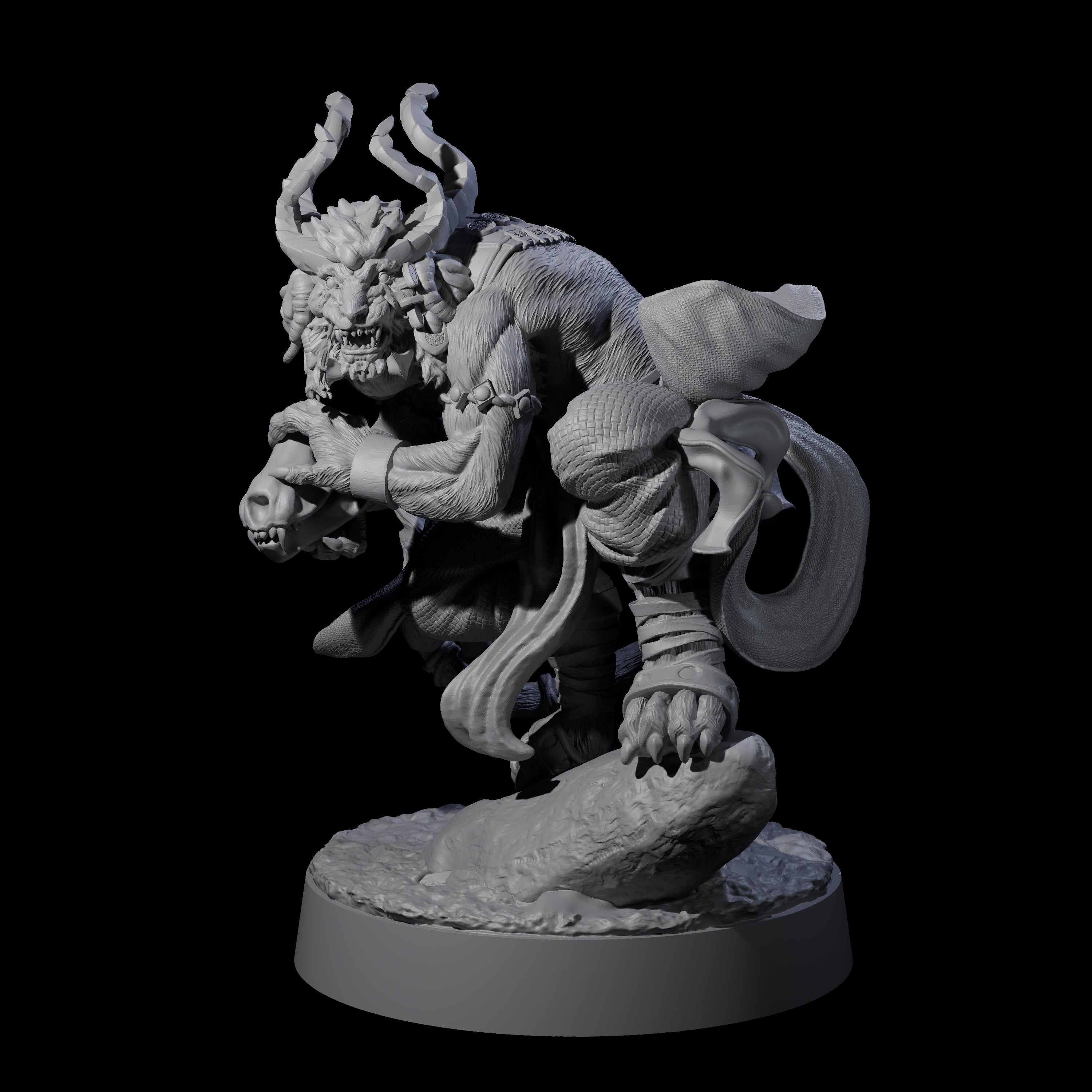 Horned Leonin Lunatic Miniature for Dungeons and Dragons, Pathfinder or other TTRPGs