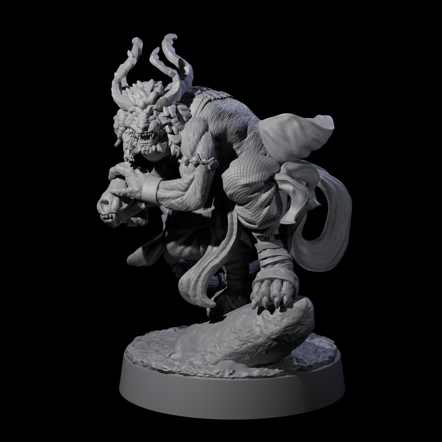Horned Leonin Lunatic Miniature for Dungeons and Dragons, Pathfinder or other TTRPGs