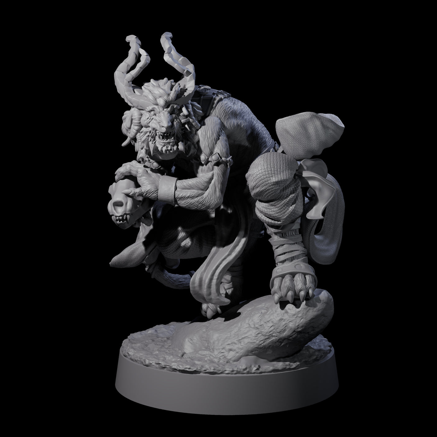 Horned Leonin Lunatic Miniature for Dungeons and Dragons, Pathfinder or other TTRPGs