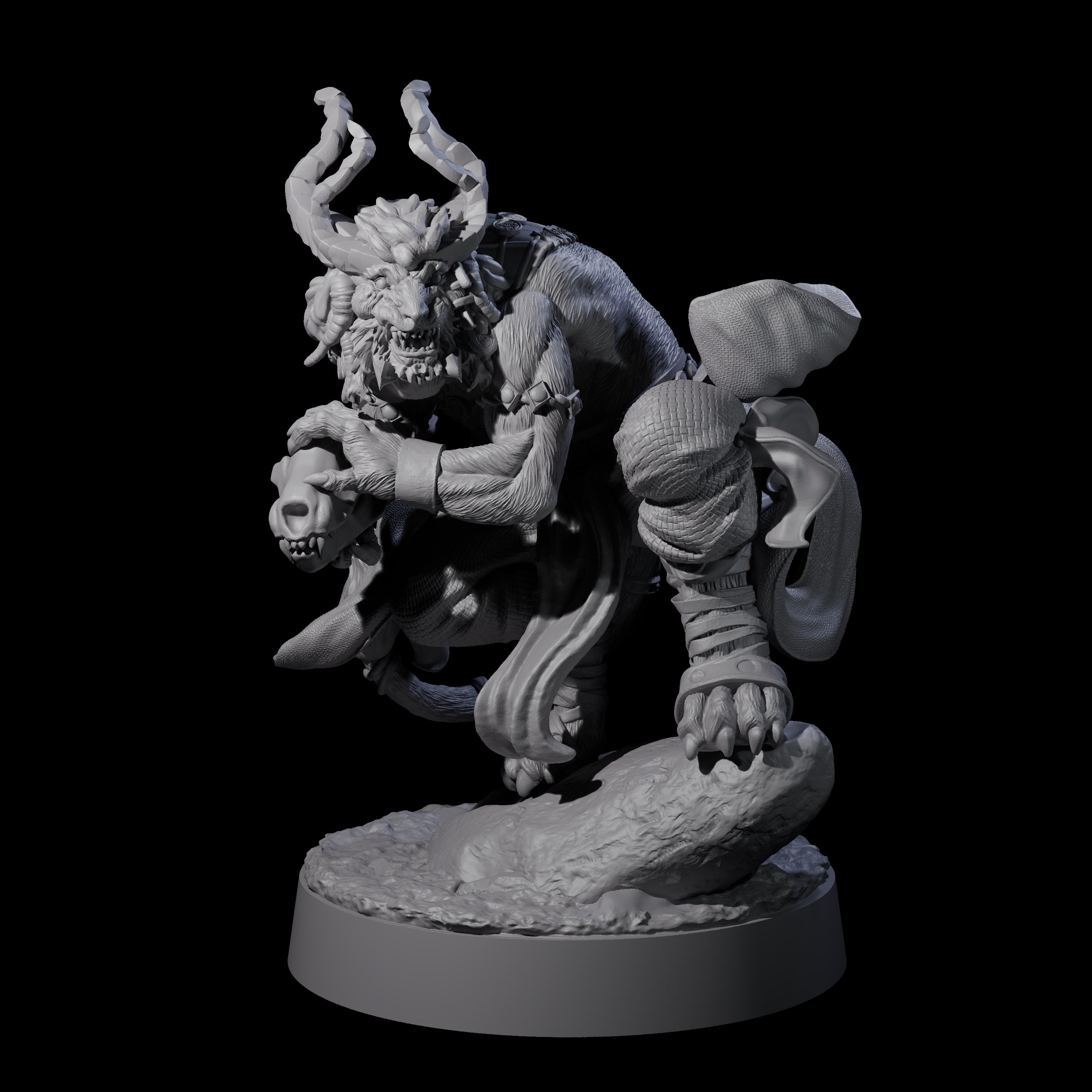 Horned Leonin Lunatic Miniature for Dungeons and Dragons, Pathfinder or other TTRPGs