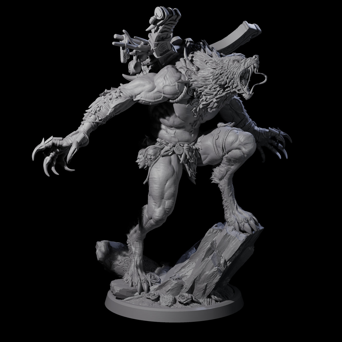 Howling Lycan D Miniature for Dungeons and Dragons, Pathfinder or other TTRPGs