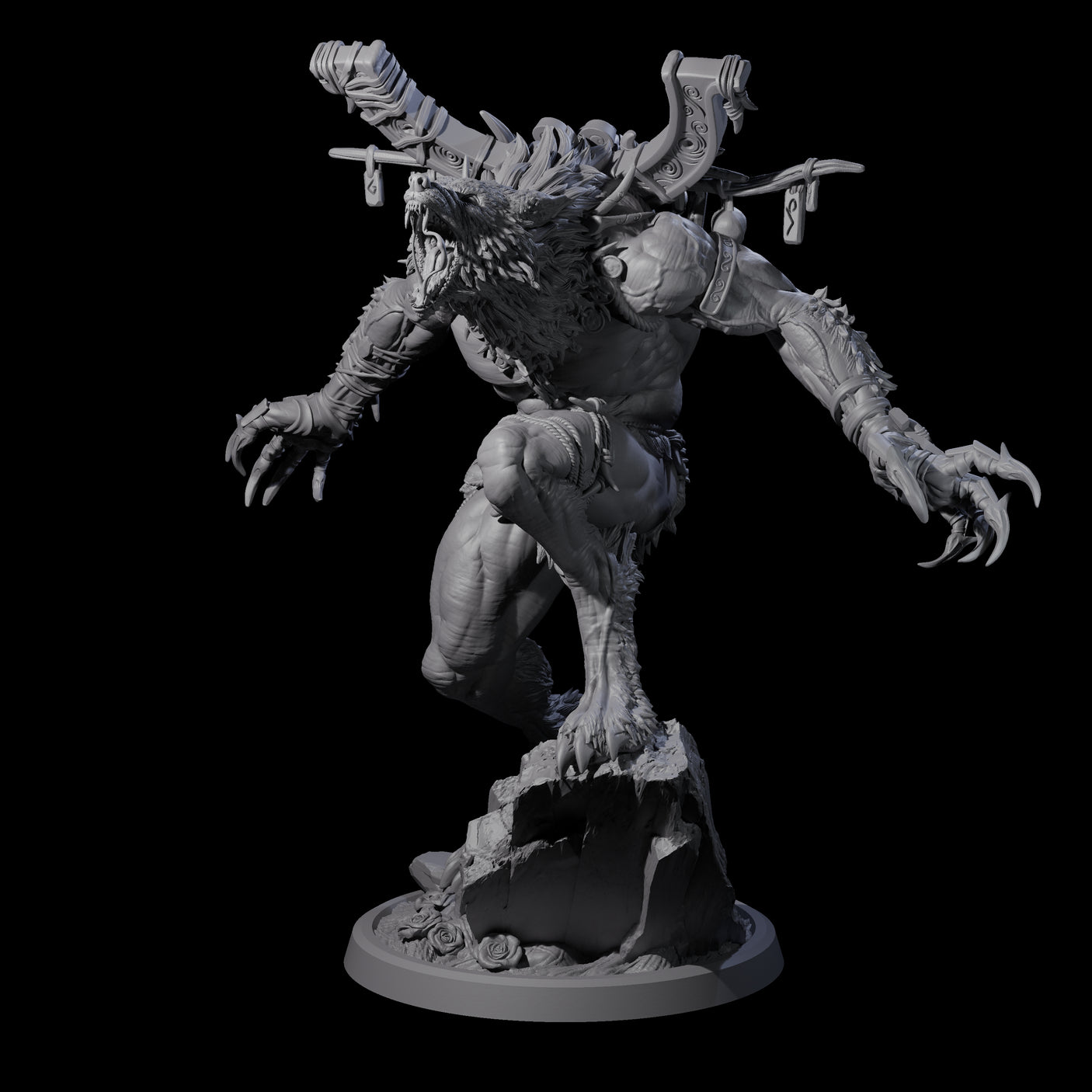 Howling Lycan D Miniature for Dungeons and Dragons, Pathfinder or other TTRPGs