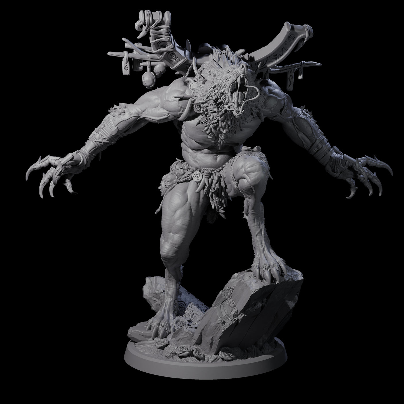 Howling Lycan D Miniature for Dungeons and Dragons, Pathfinder or other TTRPGs