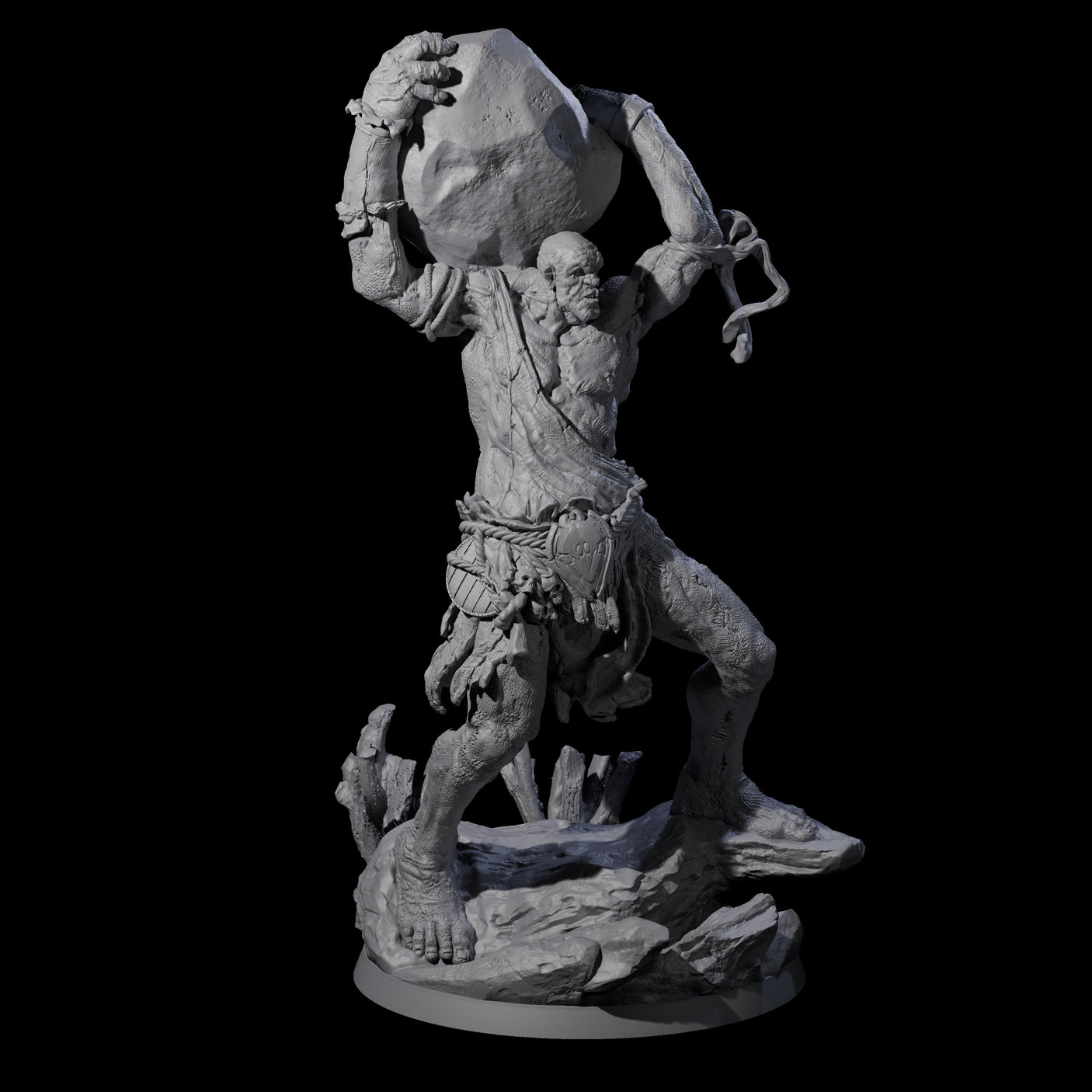 Hulking Hill Giant Hurler Miniature for Dungeons and Dragons, Pathfinder or other TTRPGs