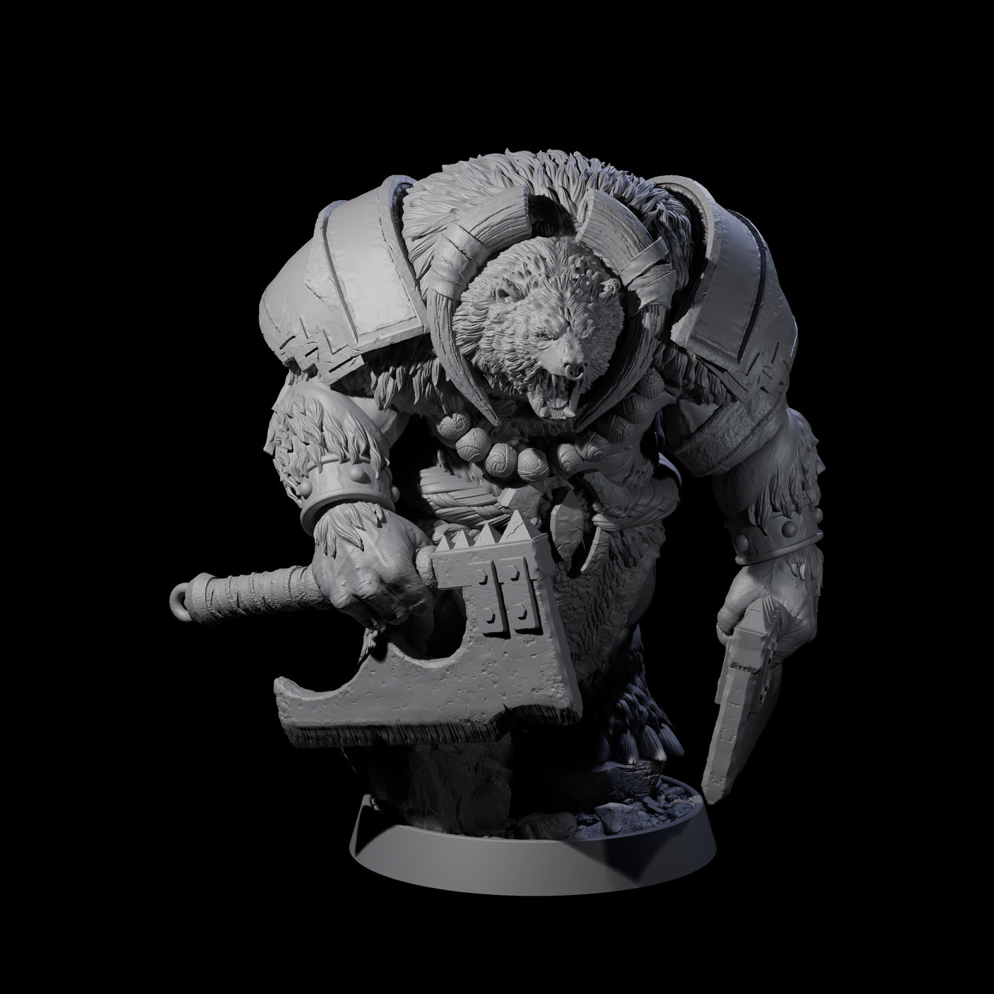 Hulking Ursine Barbarian B Miniature for Dungeons and Dragons, Pathfinder or other TTRPGs