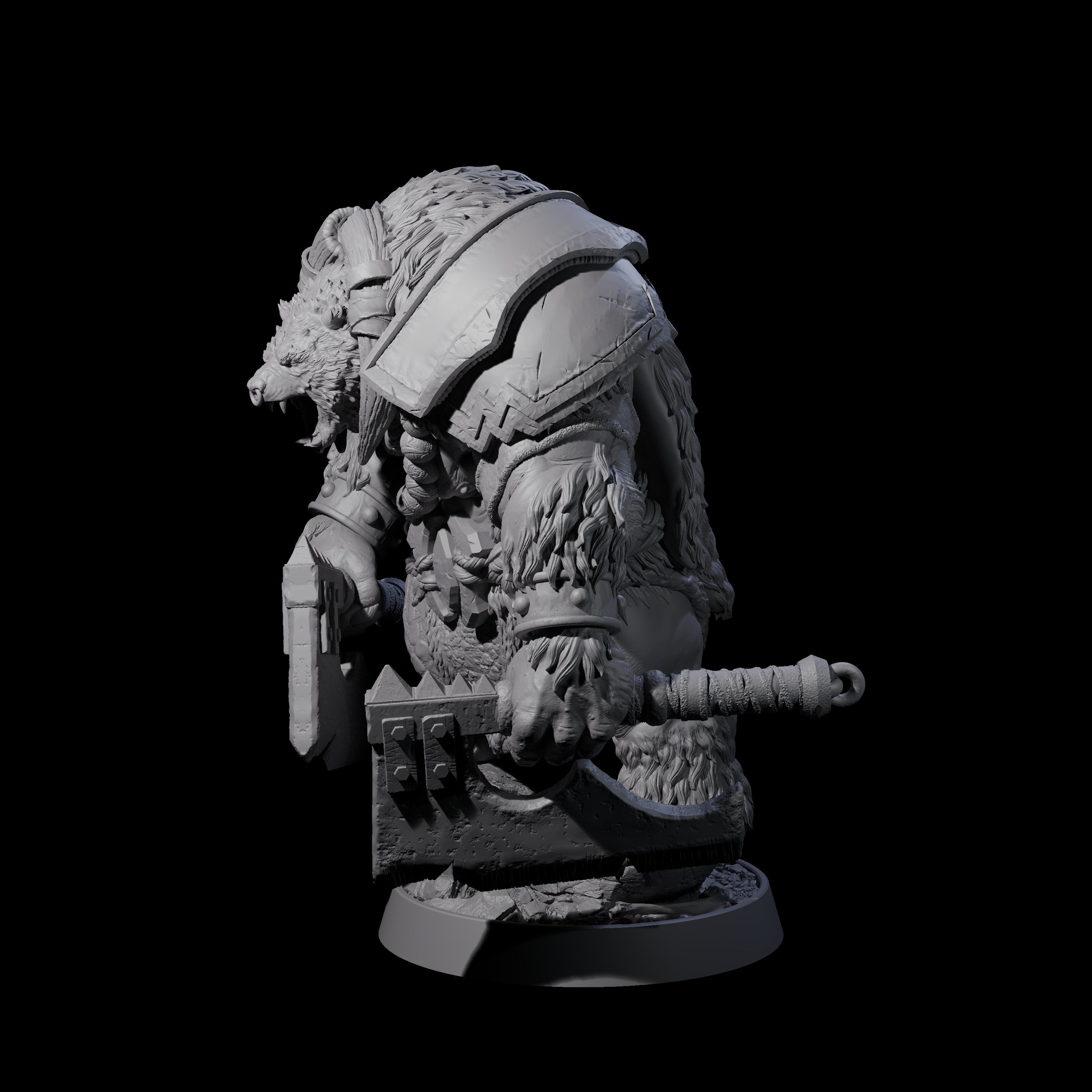 Hulking Ursine Barbarian B Miniature for Dungeons and Dragons, Pathfinder or other TTRPGs