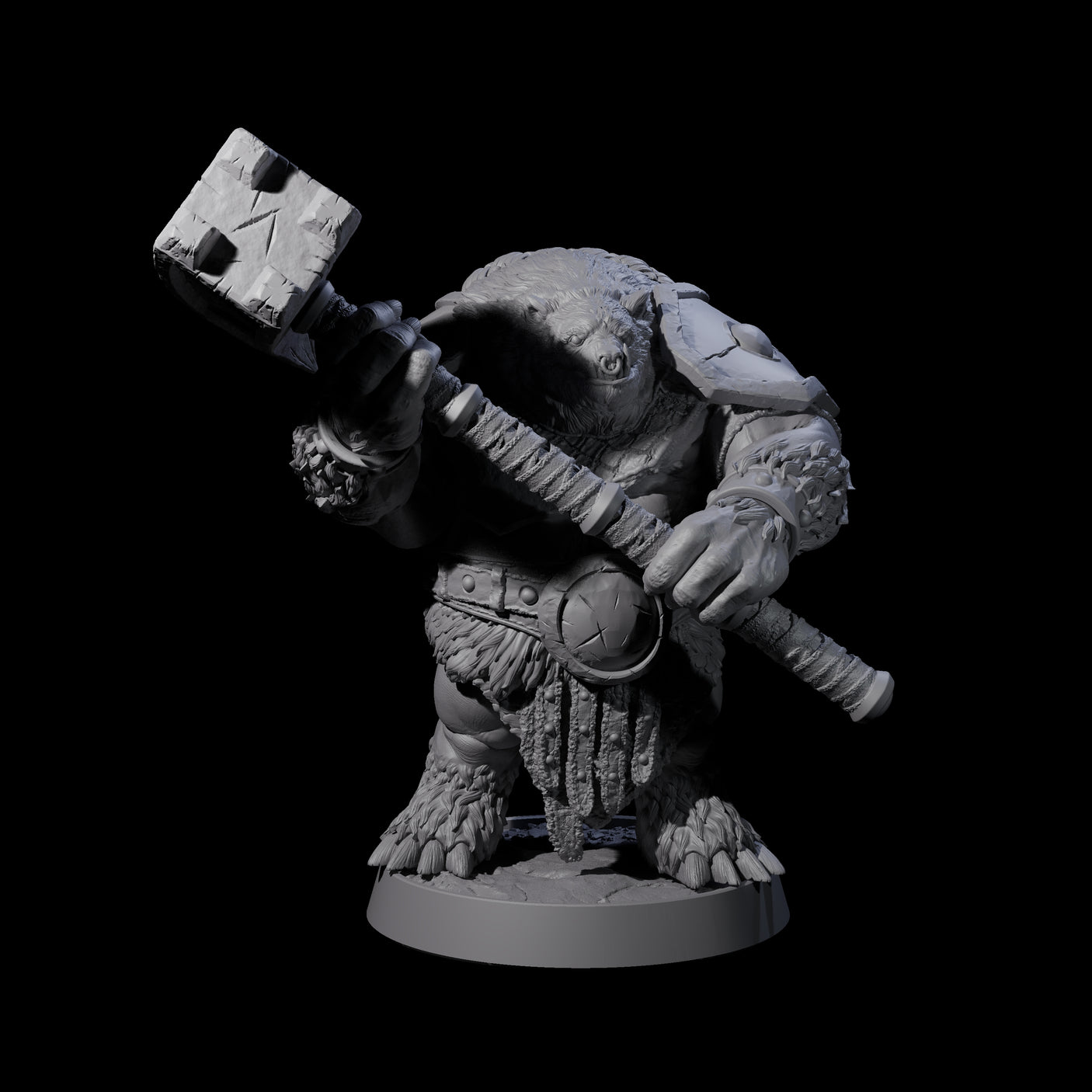 Hulking Ursine Barbarian C Miniature for Dungeons and Dragons, Pathfinder or other TTRPGs