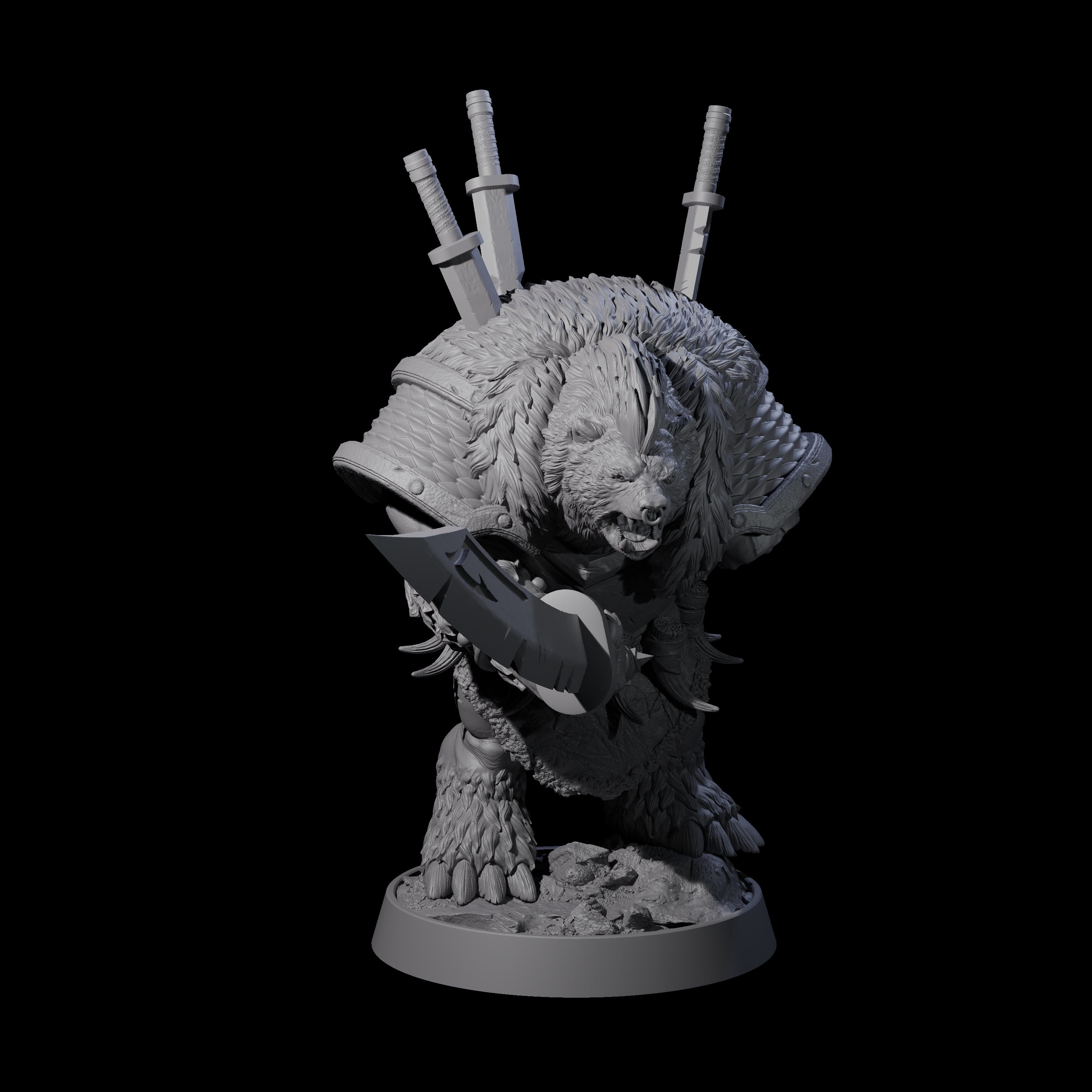 Hulking Ursine Barbarian D Miniature for Dungeons and Dragons, Pathfinder or other TTRPGs